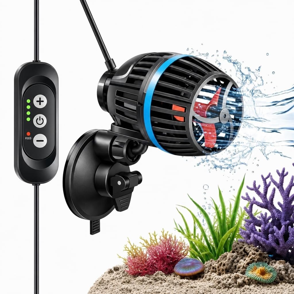 Aquarium Wave Maker Pump, 10W 360° Rotating Fish Tank Circulation Pump