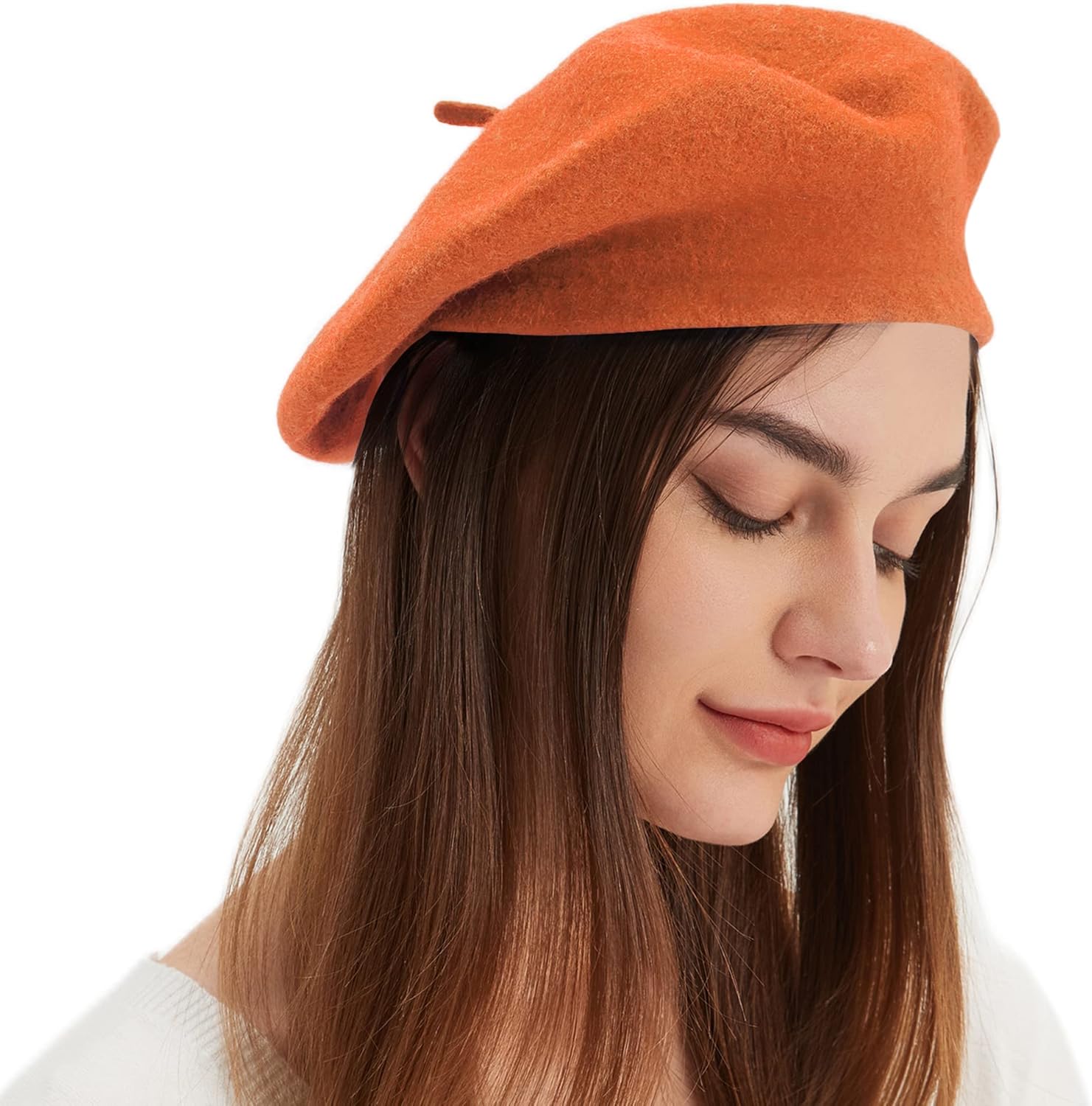 Wool Beret Hat French Beret Cap Winter Artist Painter Hat Solid Color for Women - Image 3