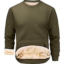 Peakwell Uomo Felpe Foderate Caldo Maglione Invernale Pullover Sweatshirt Termico in Pile con Tasca, Verde Militare, M