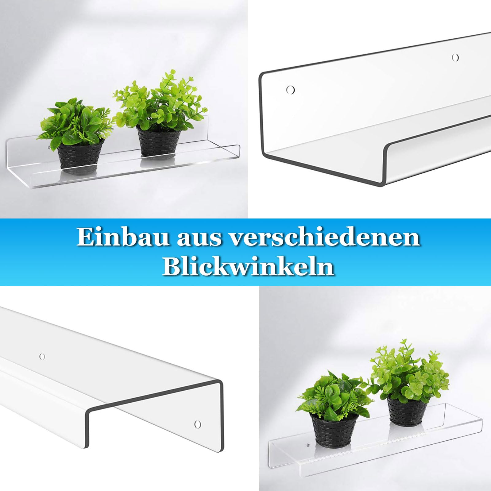 3 Stück Transparente Acryl Schweberegale – 14 Cm Wandregal Zum Kleben Oder Schrauben, Für Bad, Küche, Wohnzimmer
