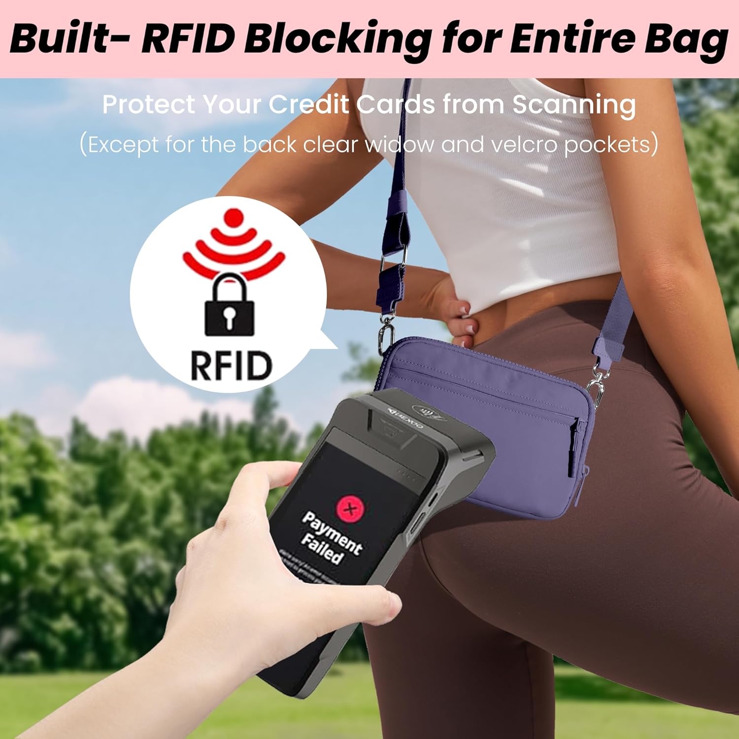 VONAL Wristlet Wallets for Women, RFID Wristlet Purse Built in Wallet, Small Nylon Crossbody Bags, Credit Card Holder - Image 3