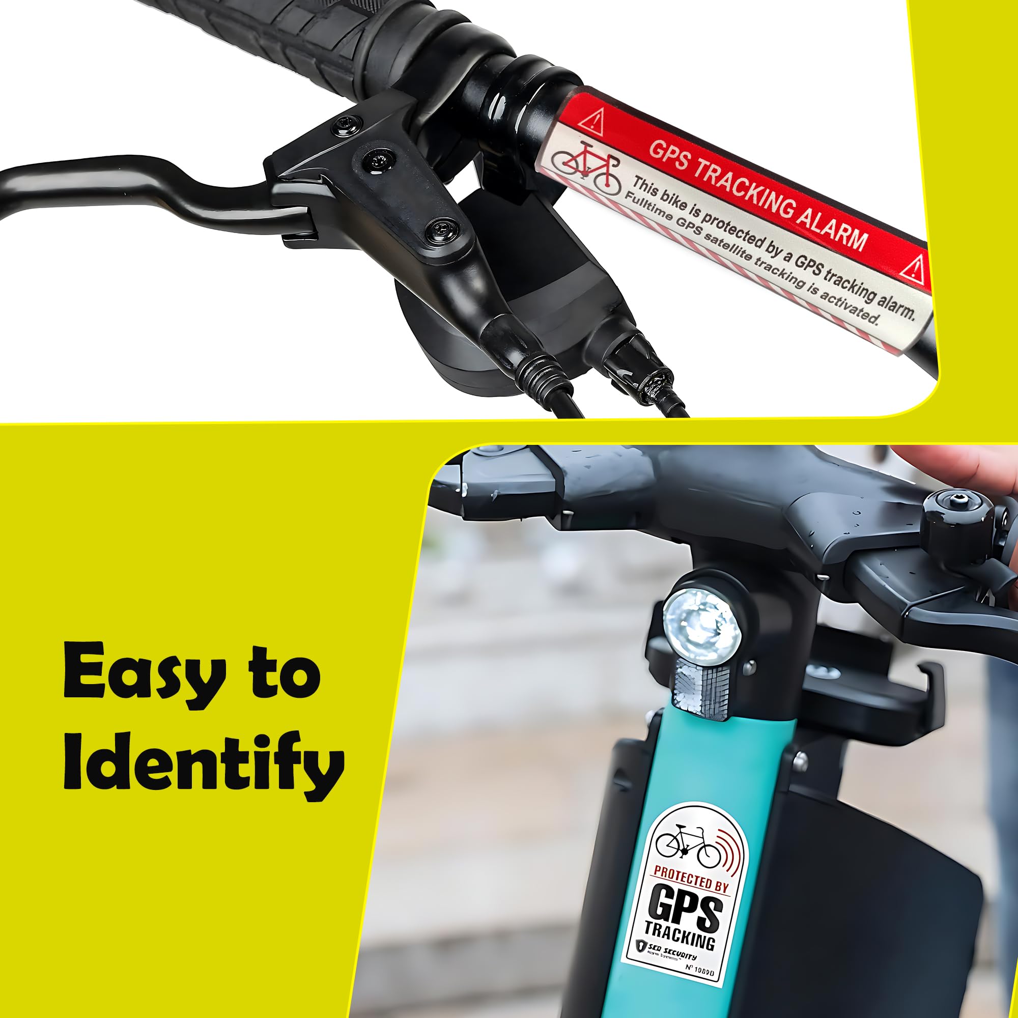 Lot De 2 Autocollants Antivol GPS Pour Vélo – Tracking Warning, Résistant Aux Intempéries – Pour Vélo, Moto, Voiture