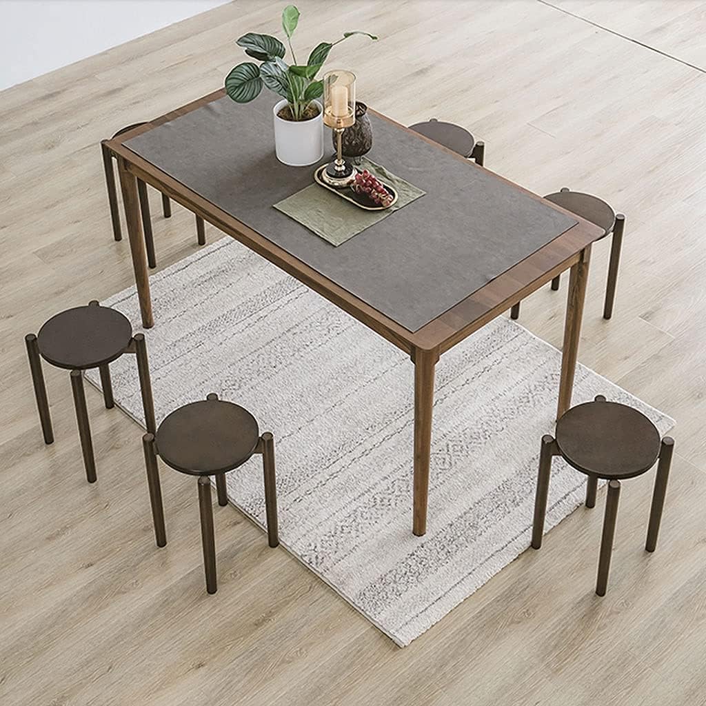 Minimalist Fashion Creative 6 Pack Stackable Dining Table and Stool High Stool, Solid Wood Stool Round Stool Wooden Stool Low Stool for Dining/Homecasual/4 Pack Walnut