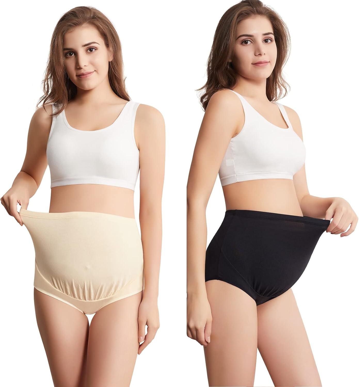 Mama Cotton Women's Over The Bump Maternity Panties High Waist Full Coverage Pregnancy Underwear Multi-Pack (S-4XL) - Image 5