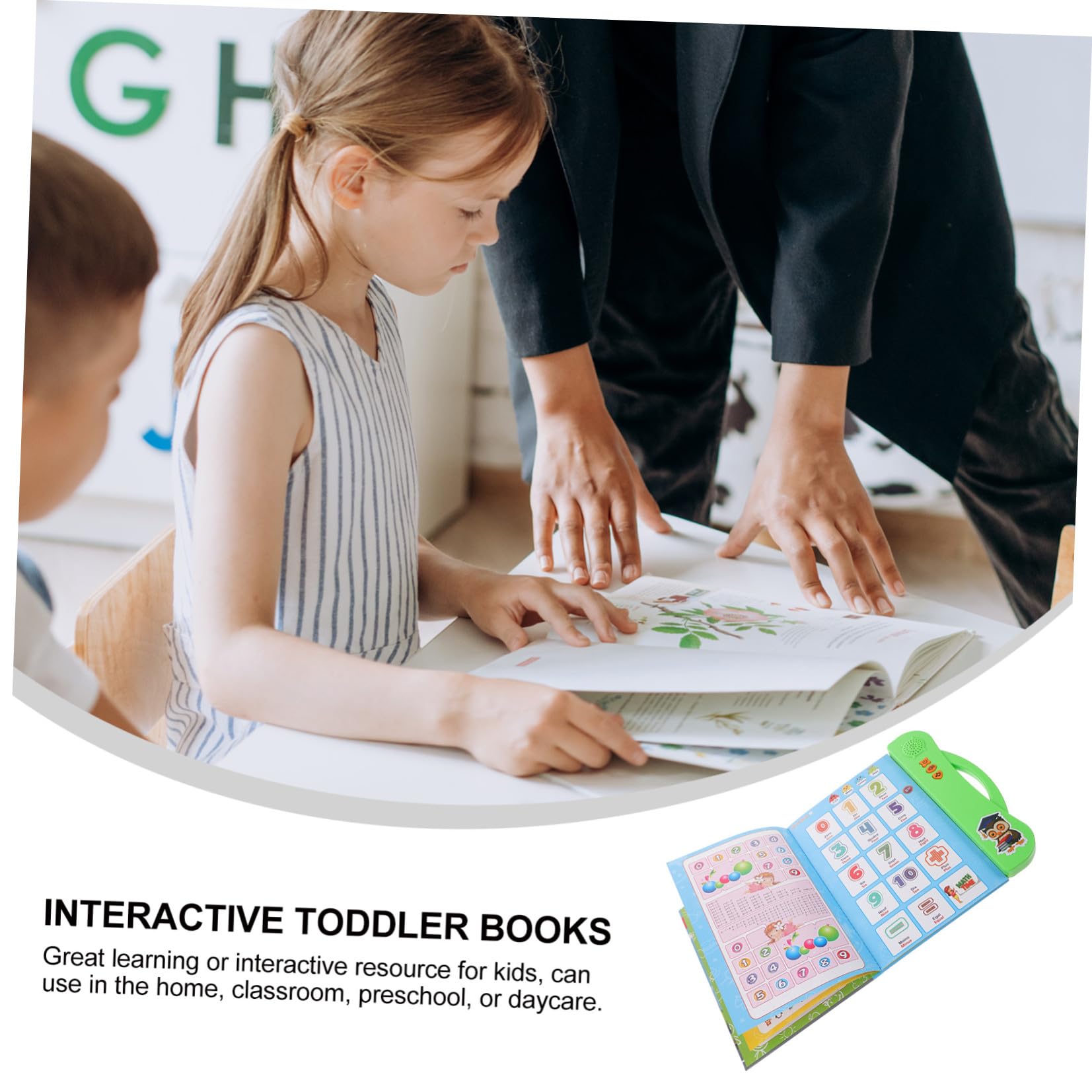 Libro Electrónico Bilingüe Verde de Lectura Infantil en Abs | 3 Pilas Aa No Incluidas, Aprendizaje Preescolar para Niños y Bebés, Obsequio de Cumpleaños