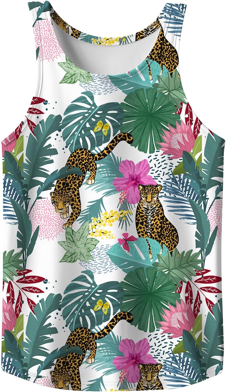 Men's 3D Graphic Tank Top, Summer Beach Sleeveless Novelty Tee, Breathable Rave Tank Top