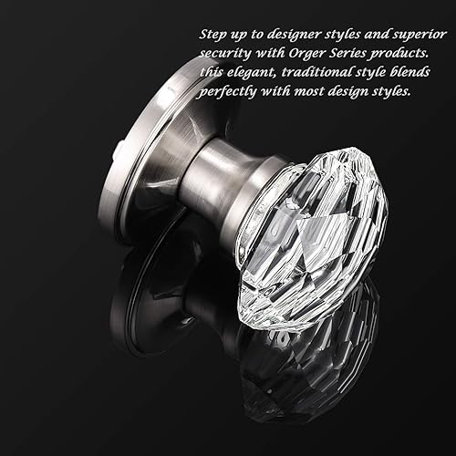 Miniatura 2 de Orger Paquete de 3 pomos de puerta de cristal para puerta de un solo lado, sin cerradura, sin cerradura, para puerta francesa/despensa de balcón,