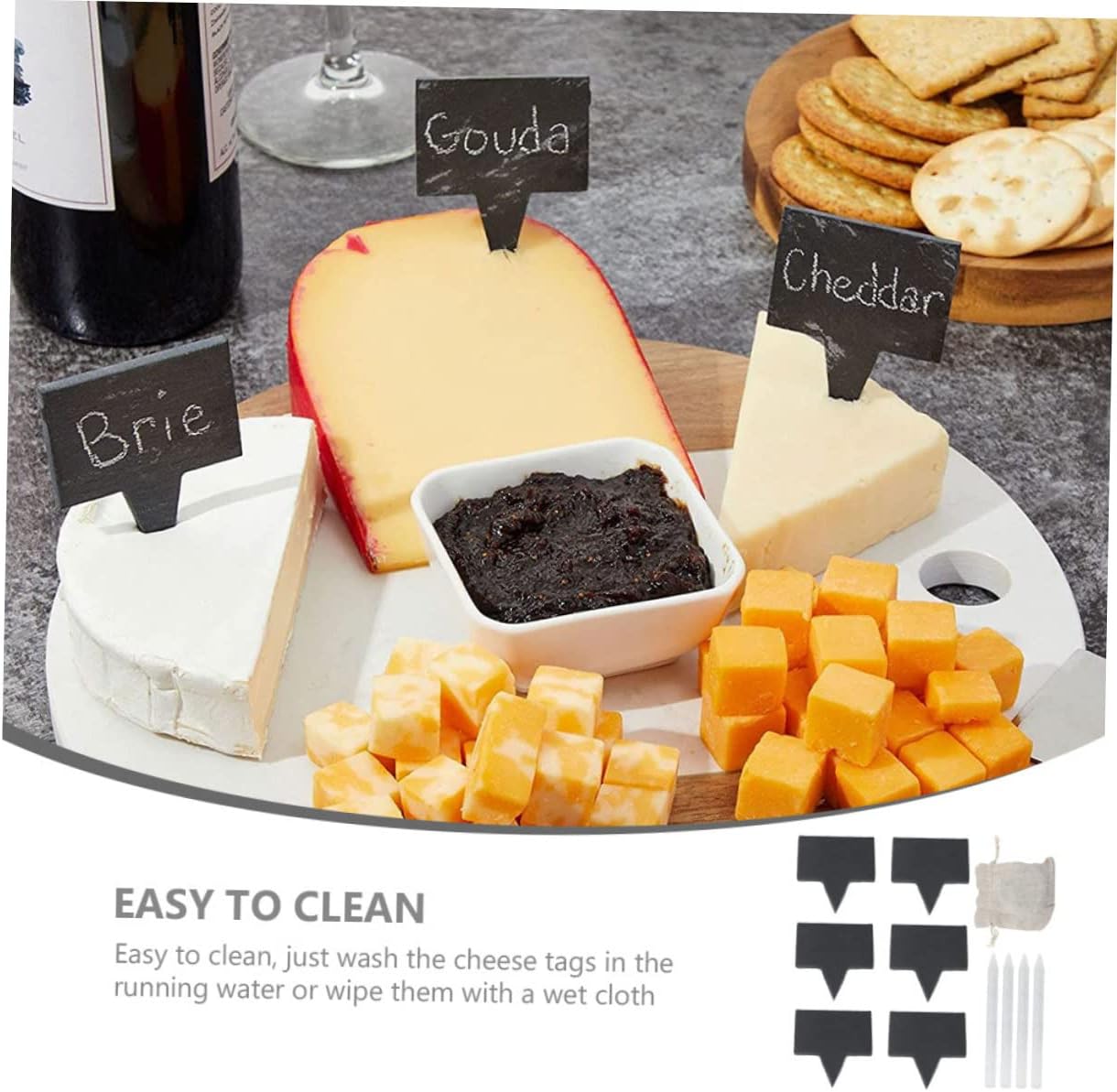 Stone Cheese Markers Set of 1 for Food Items Chalk Writeable
