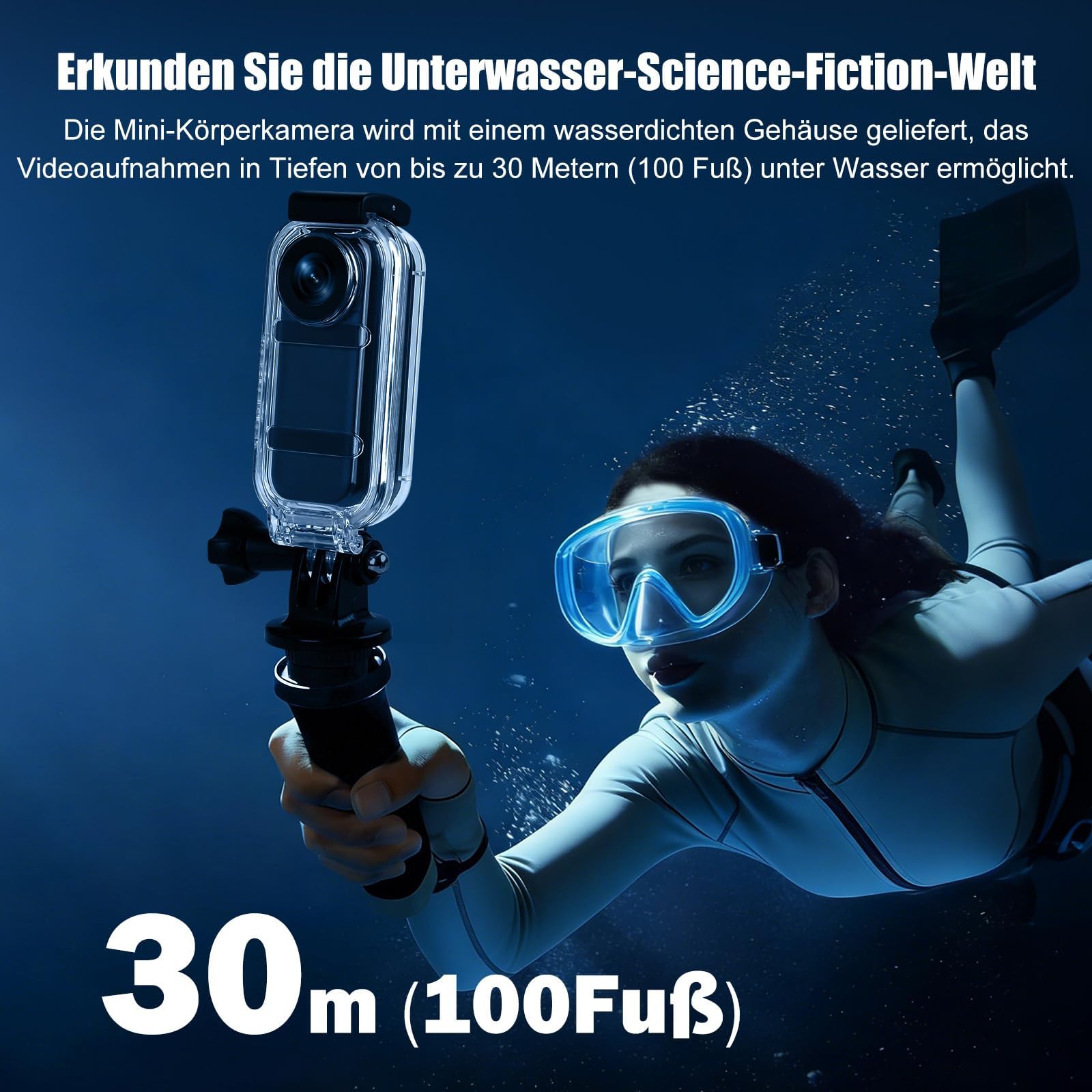 Action Cam Mit Touchscreen, 8-Stunden-Akku, Mini POV Bodycam, Wasserdicht 30M, 120° Weitwinkel, WLAN + 64 GB Karte & 10+ Zubehör für Radfahren, Reisen, Haustiere und Sport