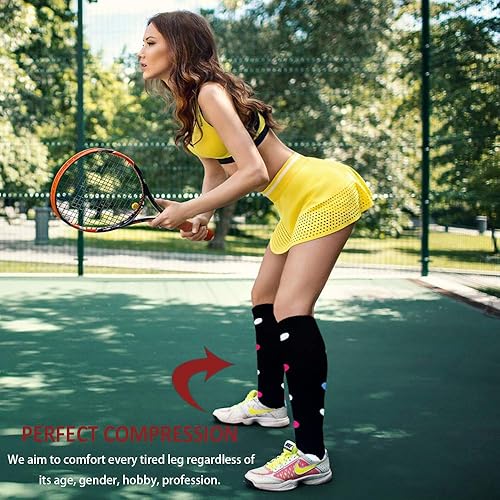 Miniatura 26 de Calcetines de compresión y circulación para mujer y hombre (3 pares), para enfermería, correr, viajar, calcetines hasta la rodilla