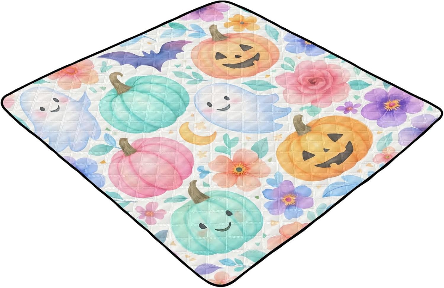 Ghosts and Halloween Pumpkins Baby Play Mat, 50“ X 50” Washable Folding Crawling Mat, Baby Floor Mat, Soft, Non-Slip