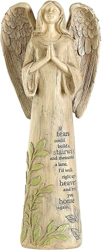 Miniatura 8 de DUSVALLY Estatua de ángel rezando, estatua de resina para decoración al aire libre, estatua conmemorativa de oración, decoración conmemorativa,