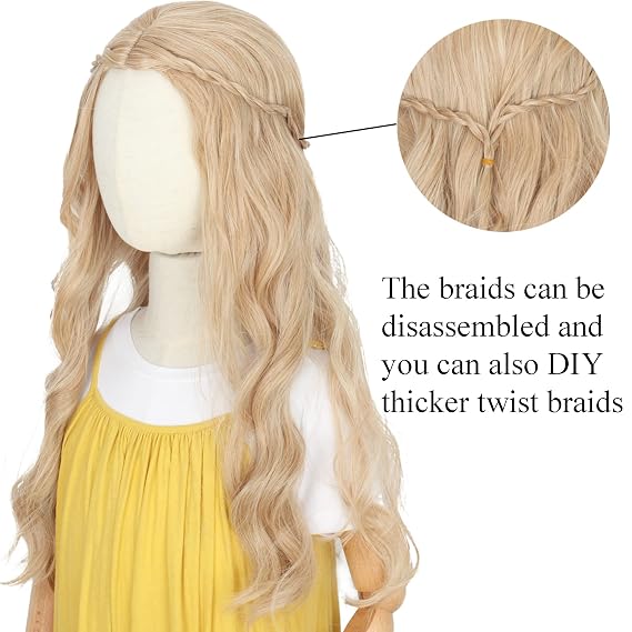 Yan Dream Long Wavy Blonde Hair Princess Halloween Costume Wig