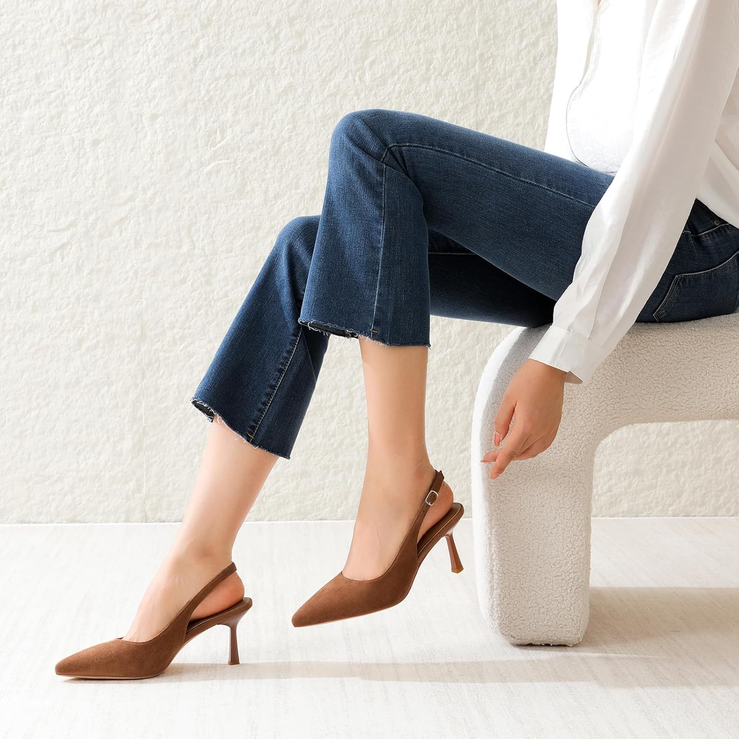 Susanny Slingback Heels for Women Pointed Closed Toe Stiletto Kitten Women's Sexy High Heeled Pumps Stray Casual Dressy Shoes Comfortable Wedding Brida Party Office - Image 8