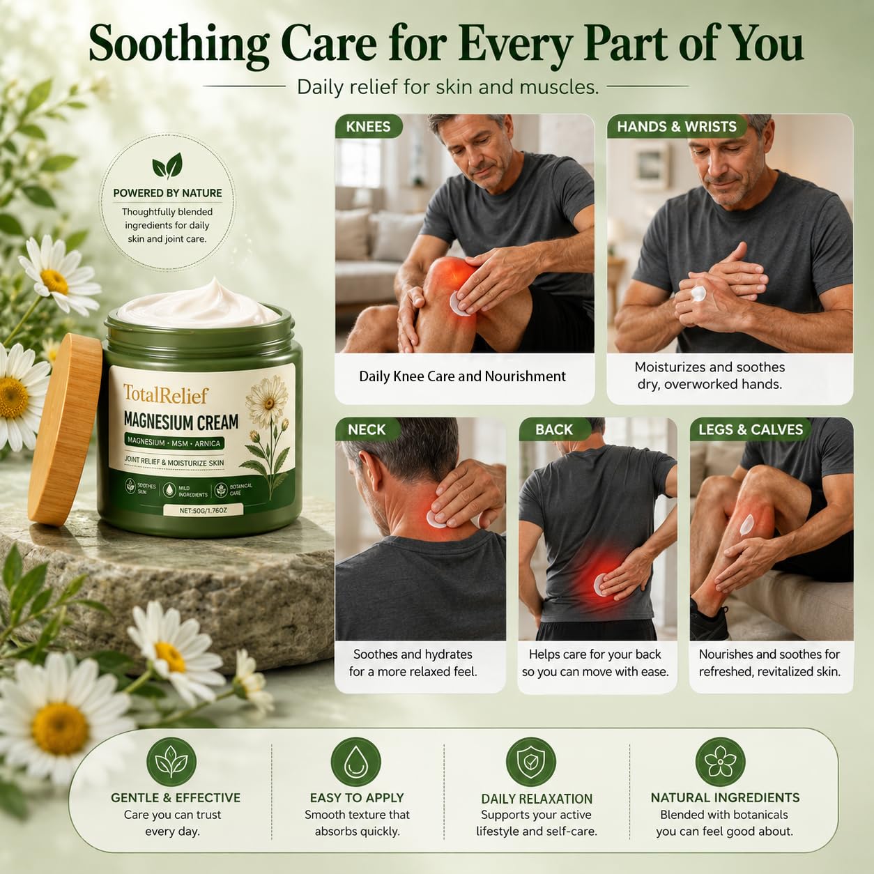 Total Reief Magnesium Cream For Comfort – Fast-Absorbing Msm & Arnica Cream, Soothes Nerve Discomfort