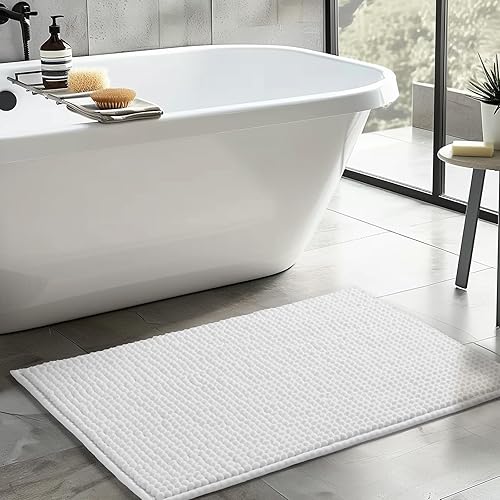 Miniatura 2 de FRESHMINT Alfombra de baño de felpilla gruesa, 24 x 36 pulgadas, antideslizante, decoración de baño suave, bonita alfombra de ducha, absorbente de