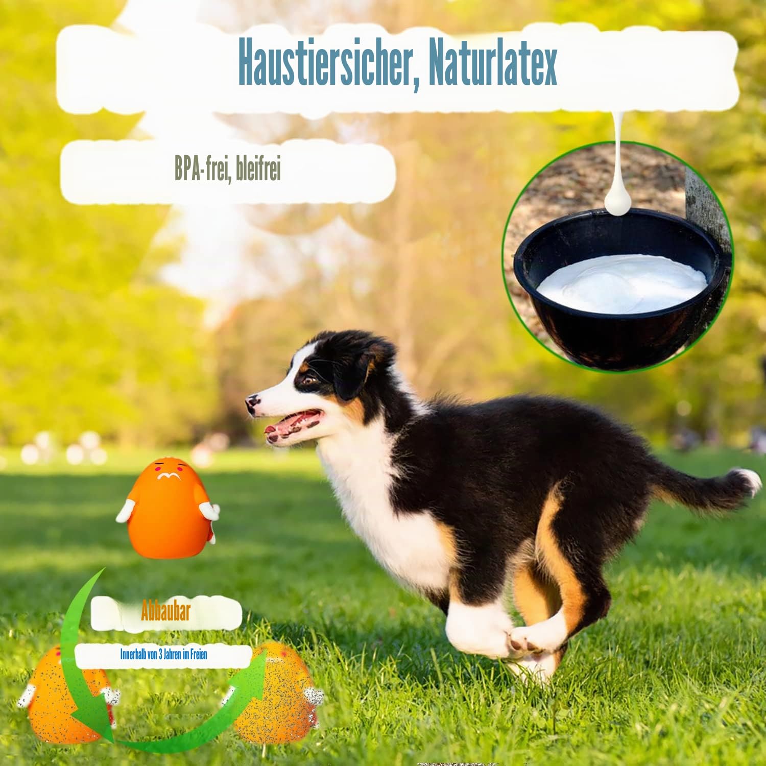 HOLYSTEED Hundespielzeug kleine Hunde und mittelgroße Rassen, Latex Hundespielzeug Quietschend, Weiches Welpenspielzeug Kleine Welpen, Quietschender Hundeball mit Lächeln-Gesicht, 6 Stück