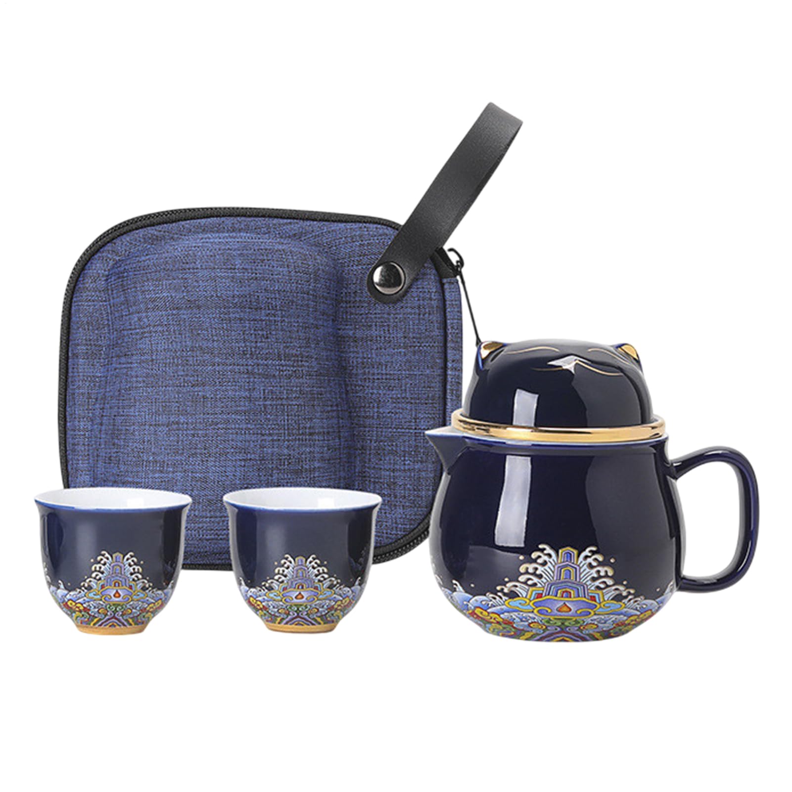 Set Teiera Con Tazze Tazze Da Tè In Porcellana, Colino A Maglia Fine | Set Tazze Da Tè Riutilizzabile Senza Piombo Microonde Lavastoviglie Compatto Impilabile Infusore Viaggio Casa
