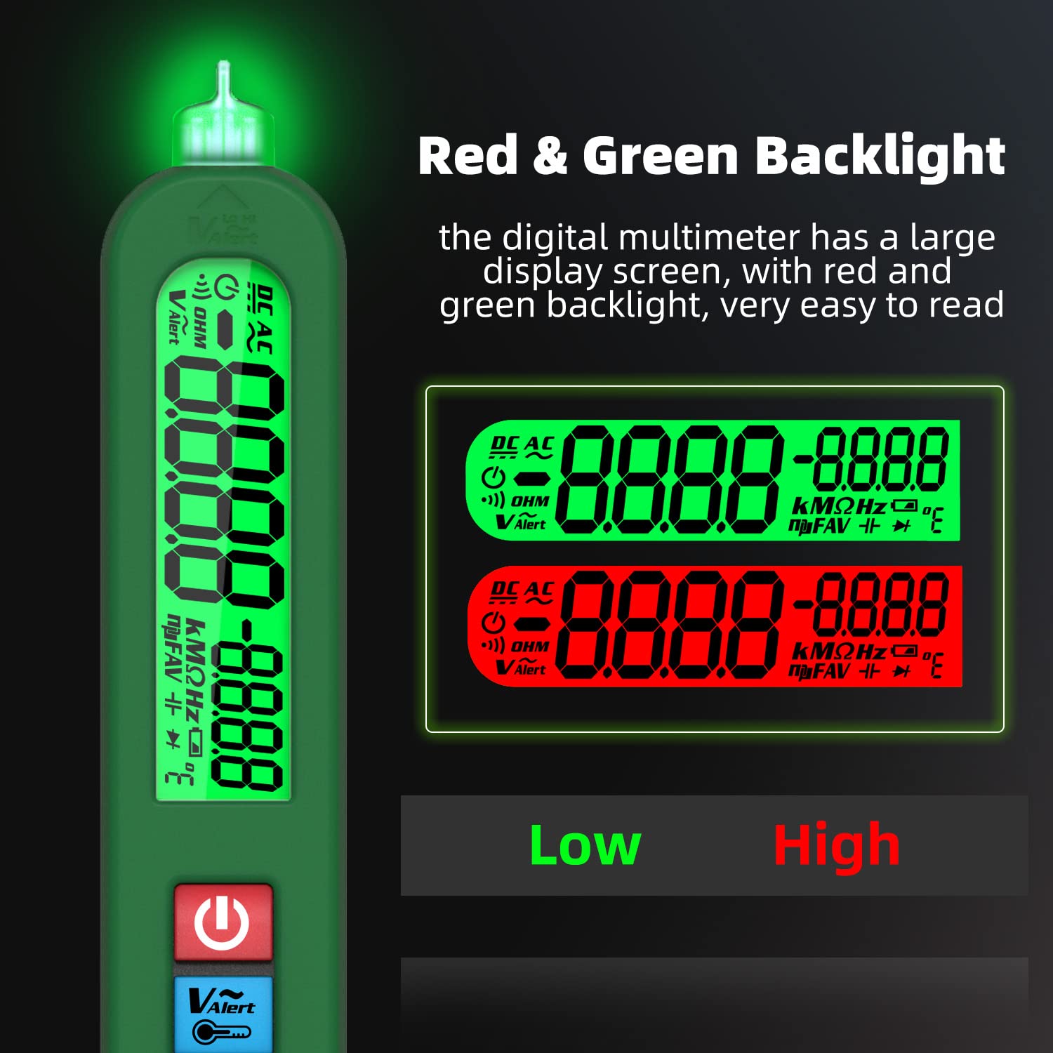 Smart Digital Multimeter Tester Rechargeable Pen-Type Voltmeter Diode Resistance Continuity Frequency V-Alert Live Check Voltage Tester with Flashlight