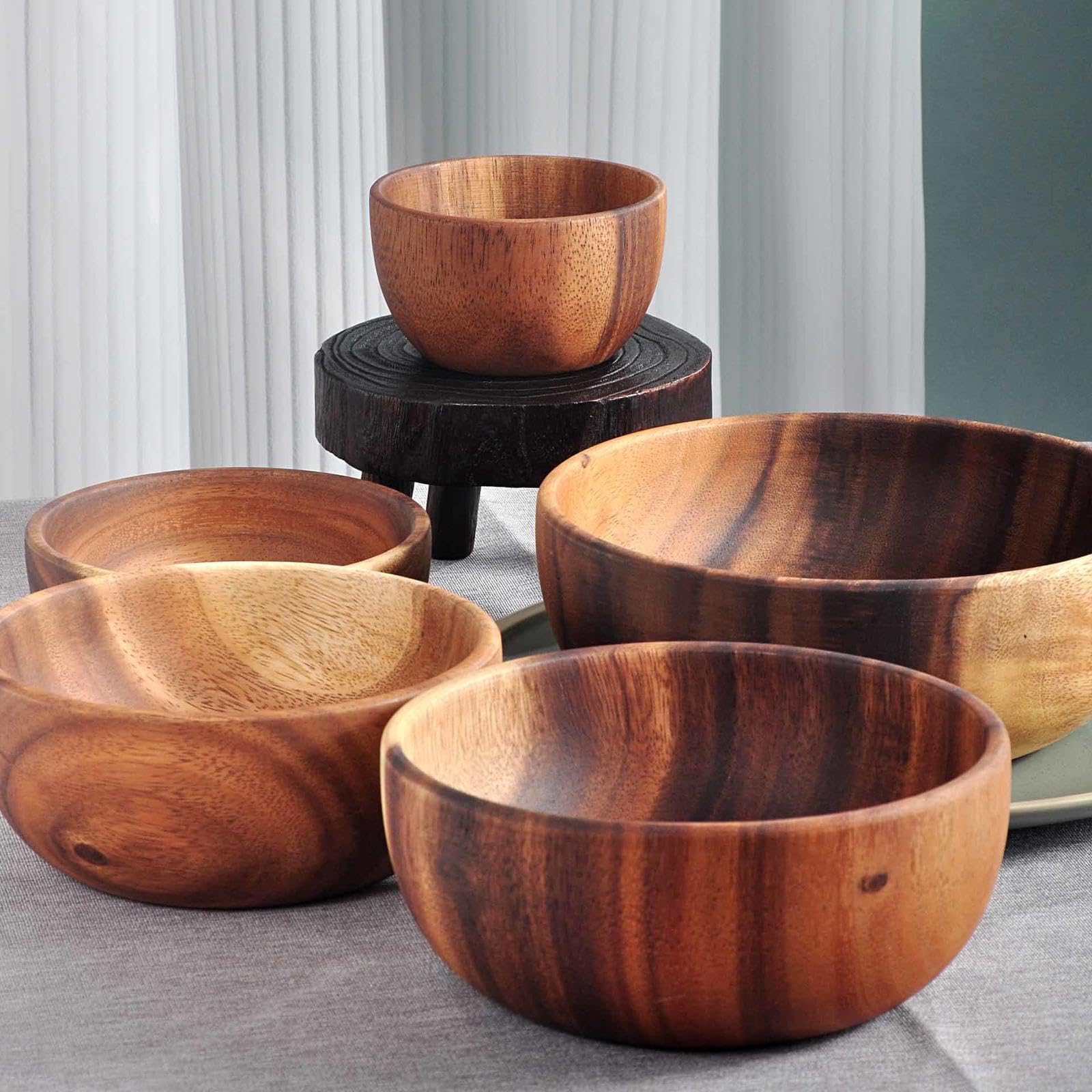 Ramen-Schüssel, japanische Reisschale, natürliches Jujube-Holz für Suppe, Salat, Nudeln – ideal für Erwachsene und Kinder, langlebiges und stilvolles Design