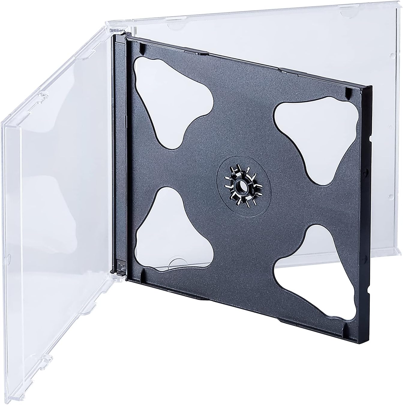 Maxtek 10.4 mm Standard Double (2 Discs Capacity) Clear CD Jewel Case with Black Tray, 100 Pack