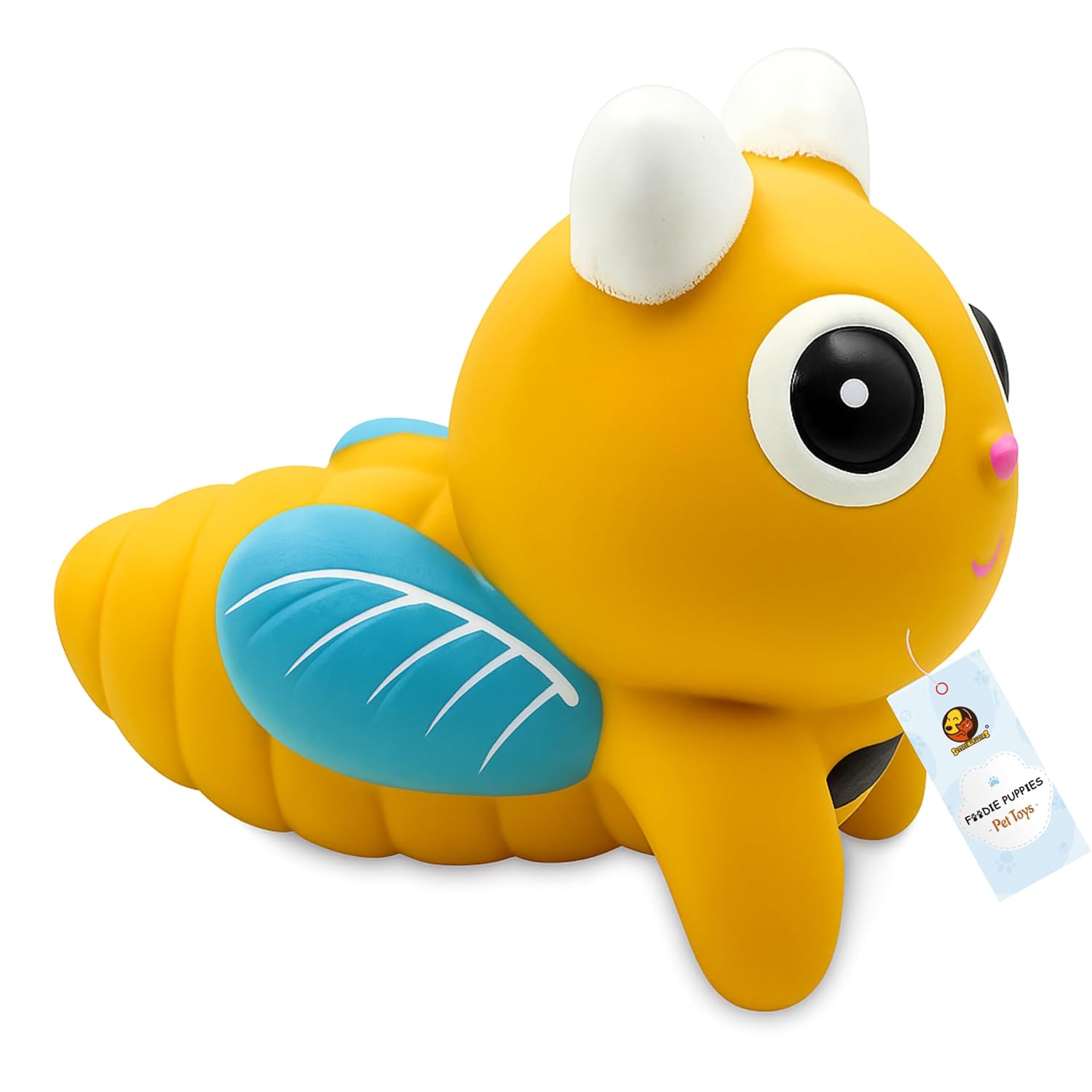 Foodie Puppies Dog Squeaky Chew Latex Rubber Toy – (Bee) | for Small Dogs & Puppies | Durable, Soft, Animal Design, Fetch & Chew Safe Play Toy | Reduce Separation Anxiety (Size: 10cm)