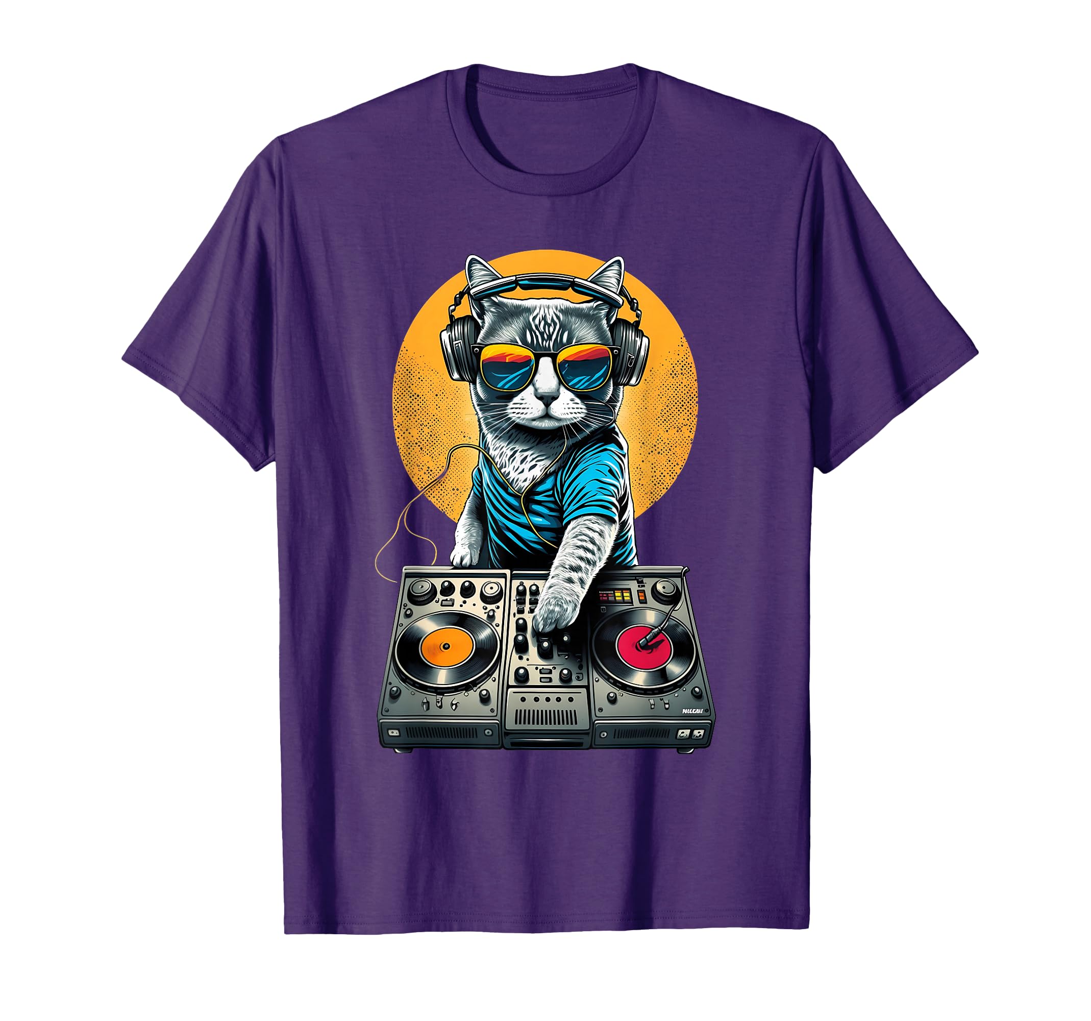 EDM Cat DJ, DJ Cat in Sunglasses, House Cat with Headphones T-Shirt