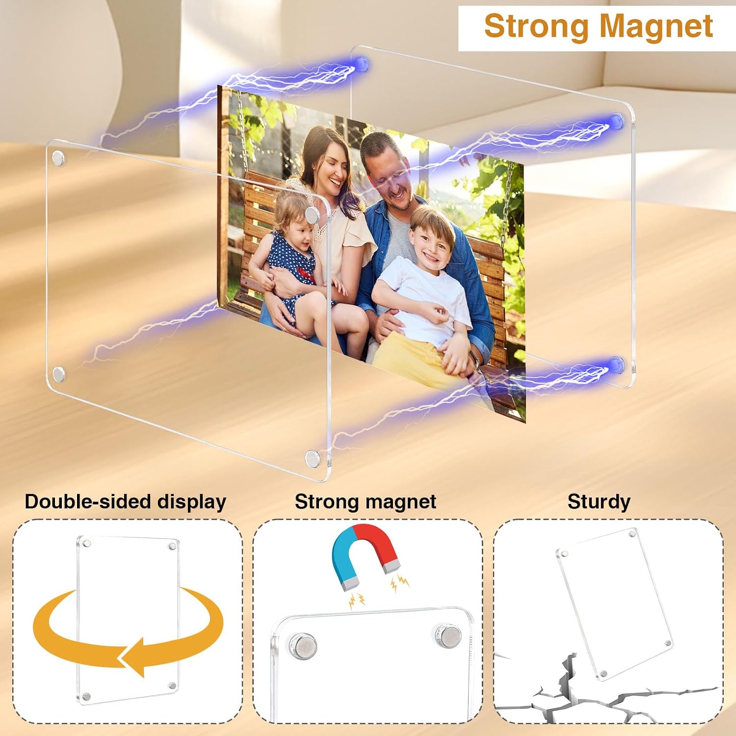 Golden State Art 5 Pack 4x6 Inch Clear Picture Frame with Magnets