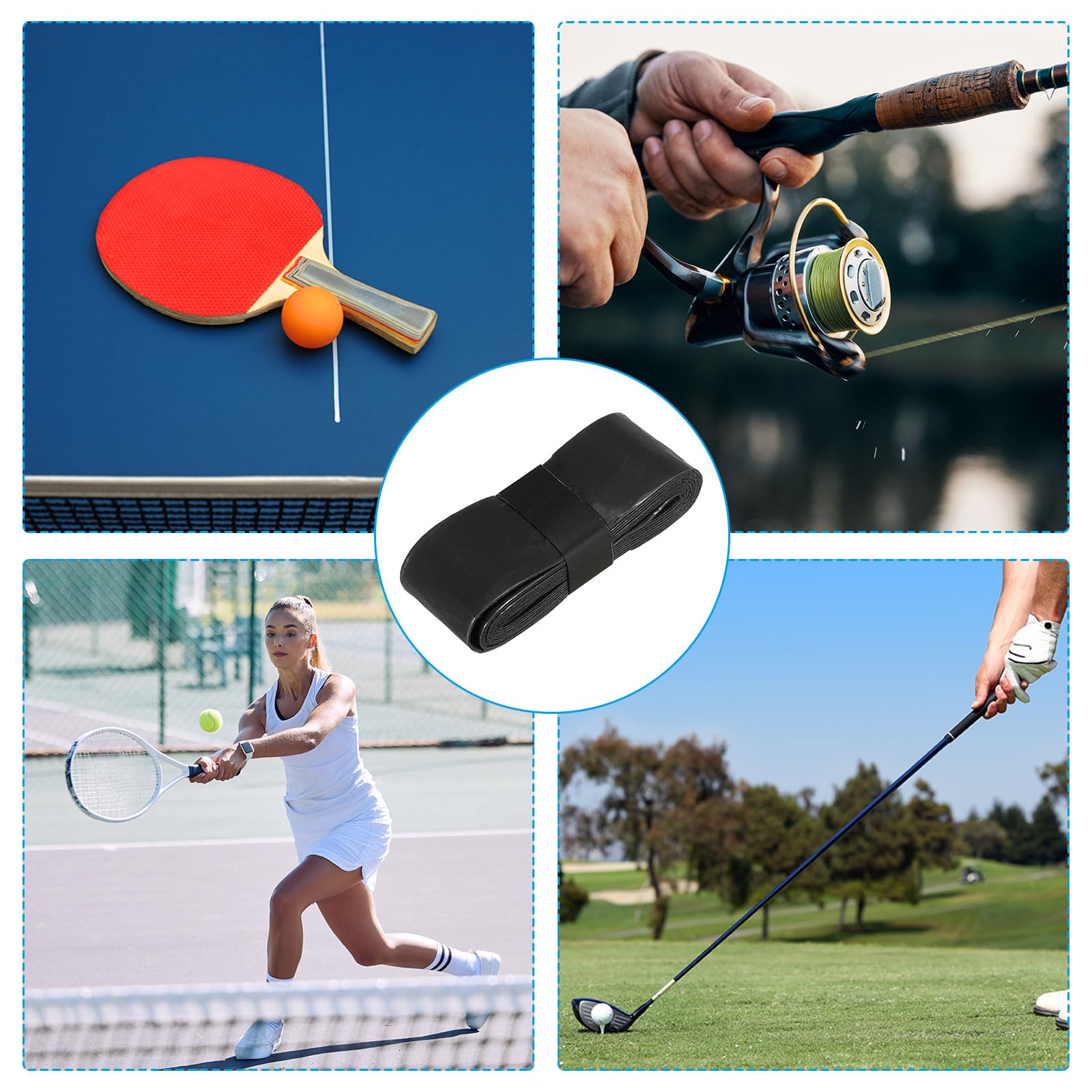 PATIKIL 43.3″ Tennis Racket Grip Tape, 8 Pack Anti Slip Absorbent PU Badminton Overgrip Racquet Grip Tape For Baseball Pickleball Paddle, Purple