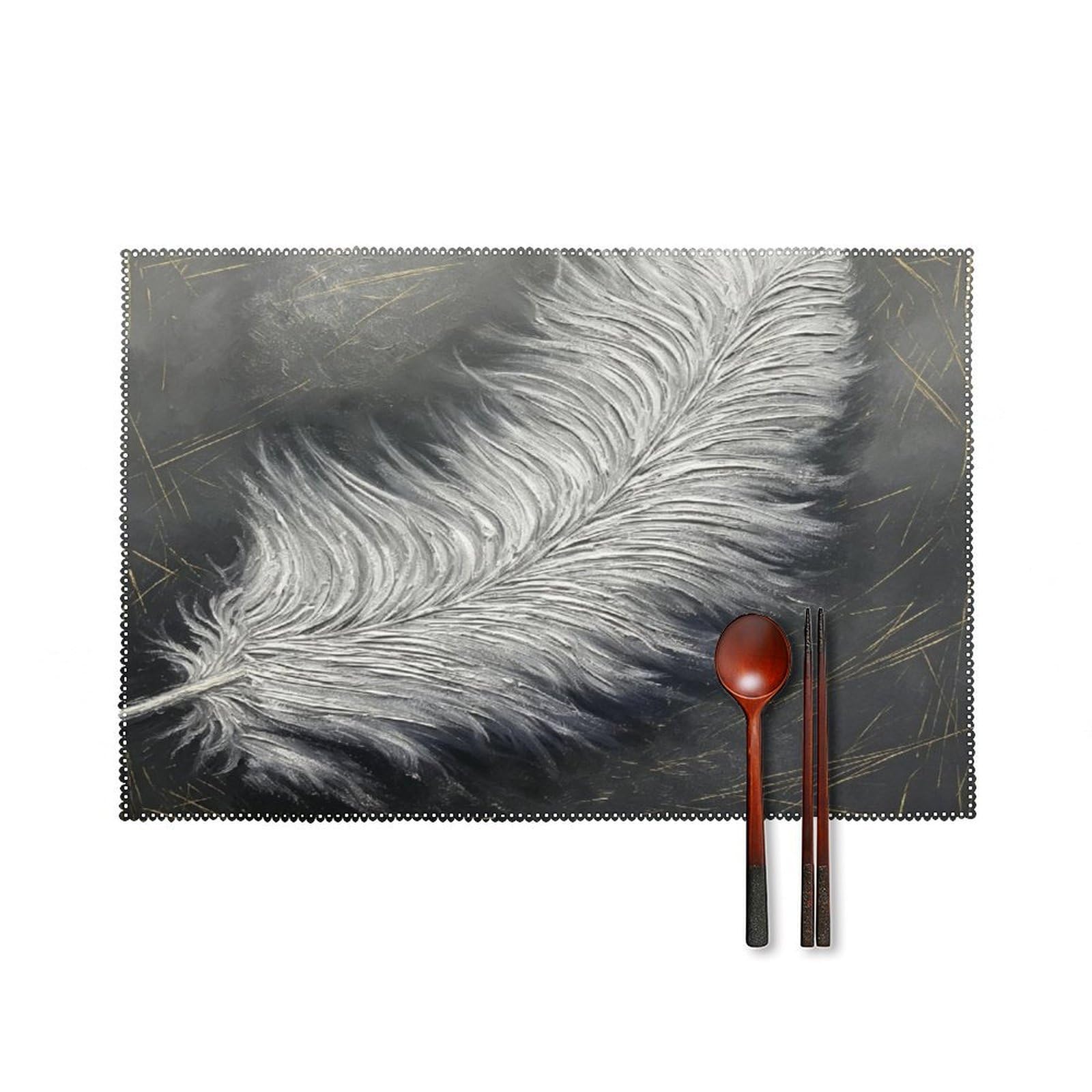 Fekiloot Style Decoration Feather Placemats Set Of 6,Table Mat