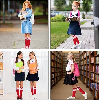 Dxhycc 3 Pairs Kids Soccer Socks Striped Knee High Socks Baseball Softball Socks Youth Athletic Socks for Boys Girls