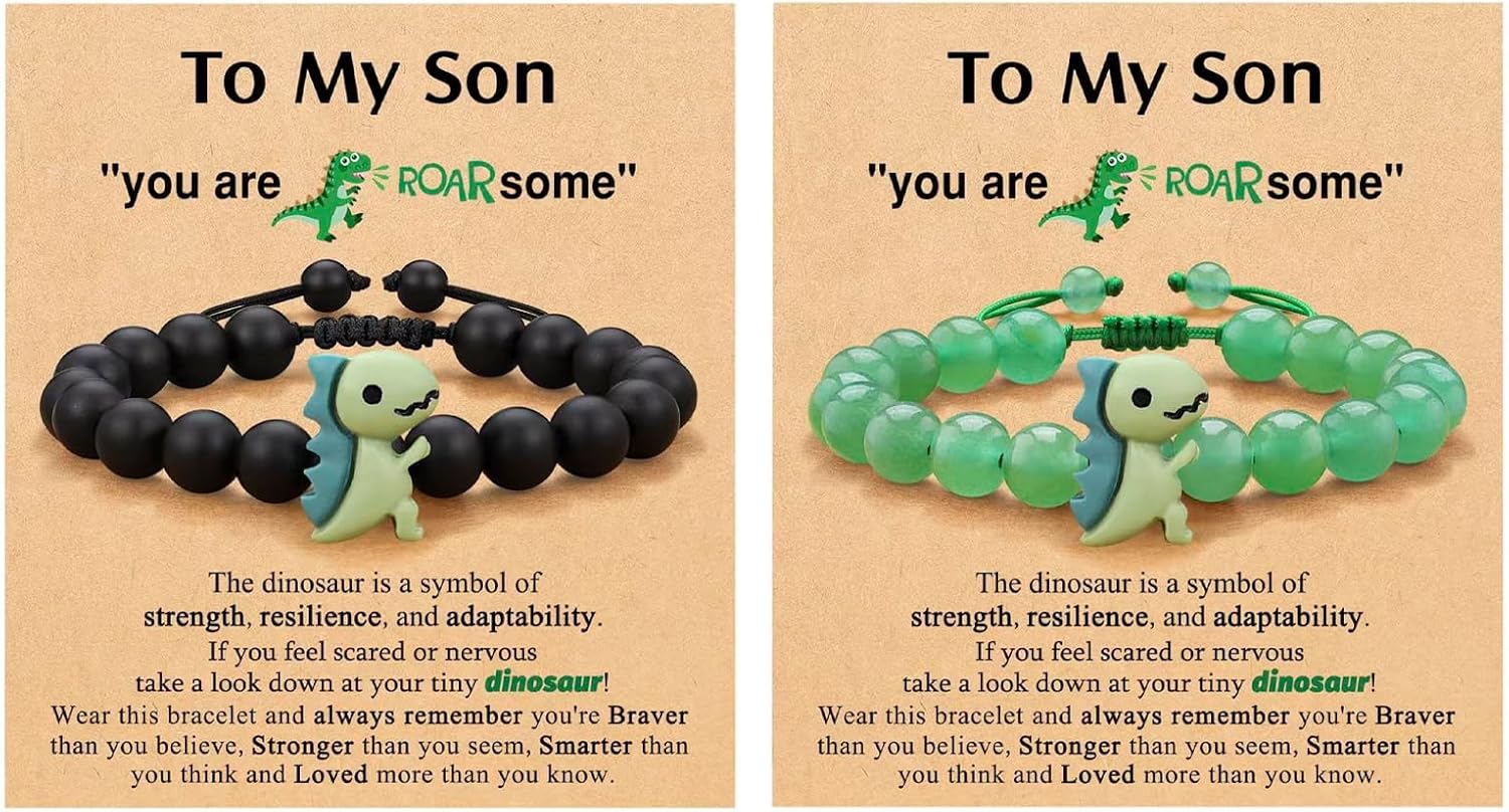 fasone Dinosaur Bracelet, Dinosaur Jewelry Present for Your Grandson, Graduation present for Grandson