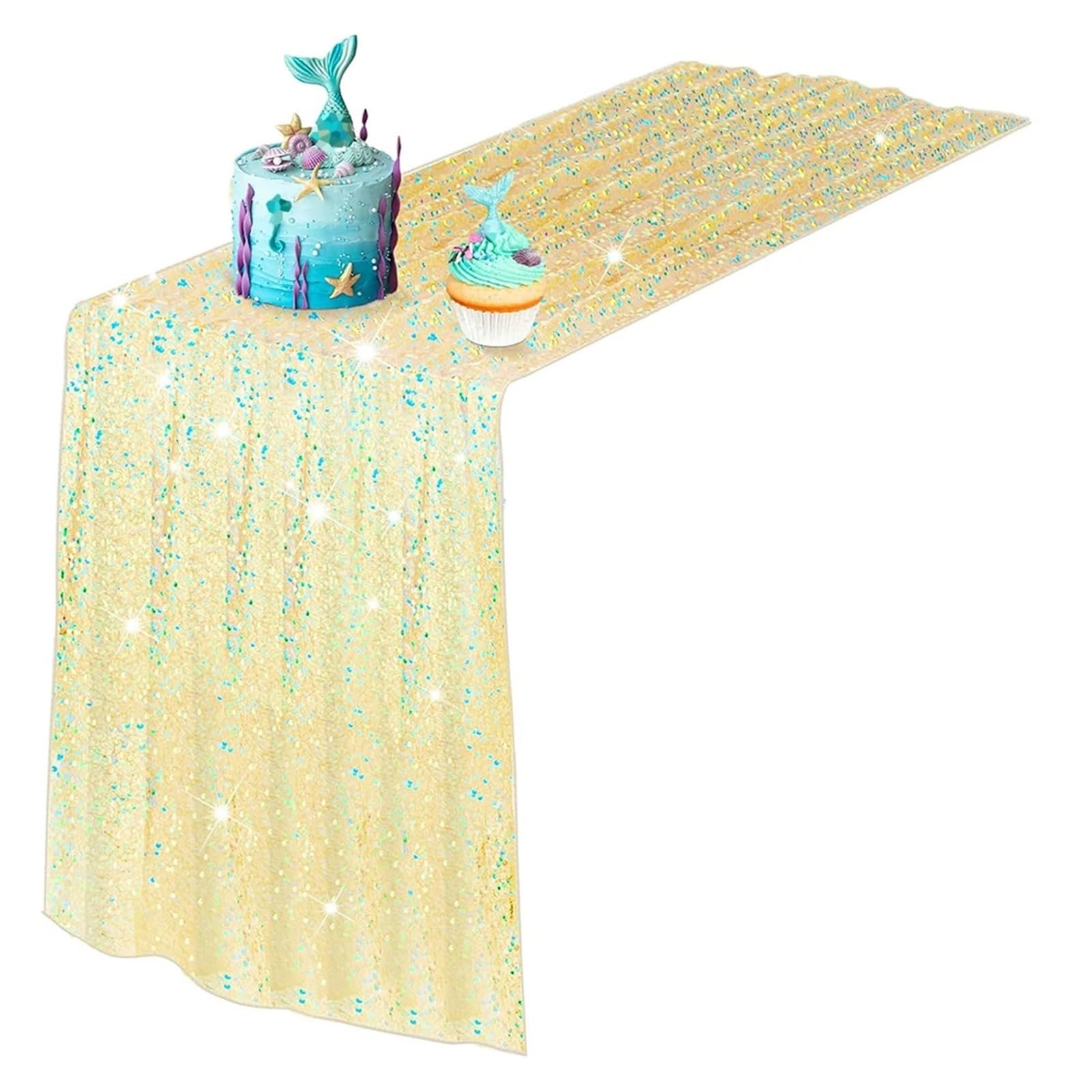 Enmrfvkz Onecolor Glitter Gauze Table Runner, Glitter Gauze Sequin Table Runner Multicolor 30X183/275Cm 3Pcs
