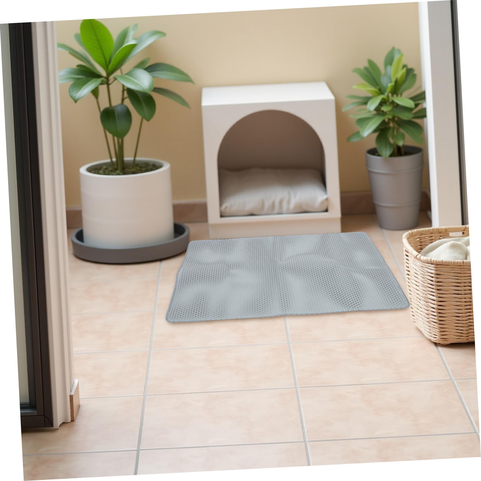 Große Doppellagige Katzenstreu Unterlage 120 X 70cm mit Wabenstruktur aus Eva Urinundurchlässige und Waschbare Katzenmatte für Reise und Zuhause