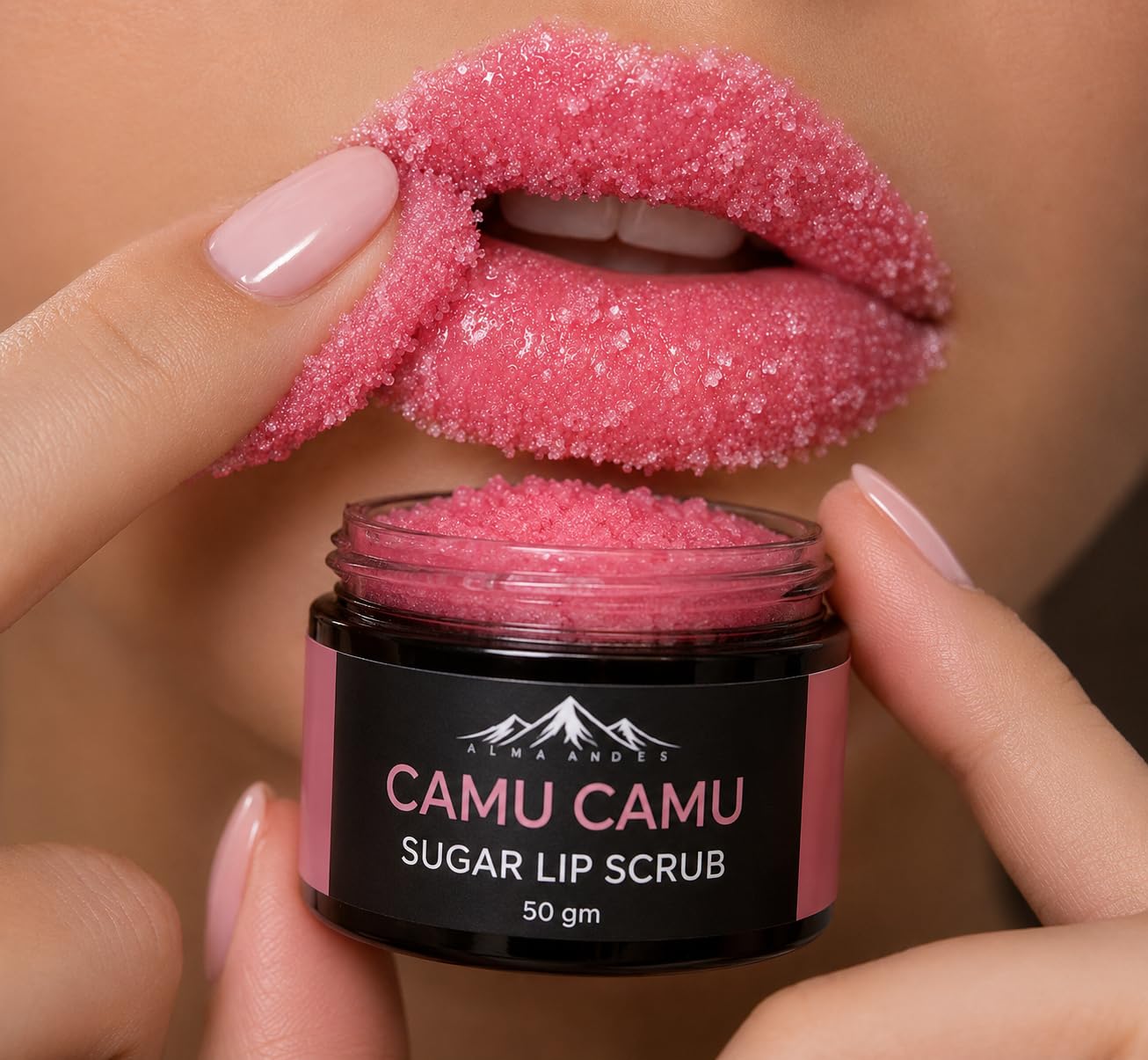 Camu Camu Sugar Lip Scrub with Vitamin C Booster, Exfoliating Pink Sugar Scrub for Soft Lips-image-45