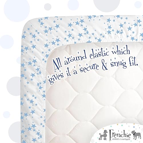 Miniatura 6 de Frenchie Mini Couture Sábanas para moisés, 100% algodón, estrellas azules, 15 x 33 pulgadas, paquete de 2