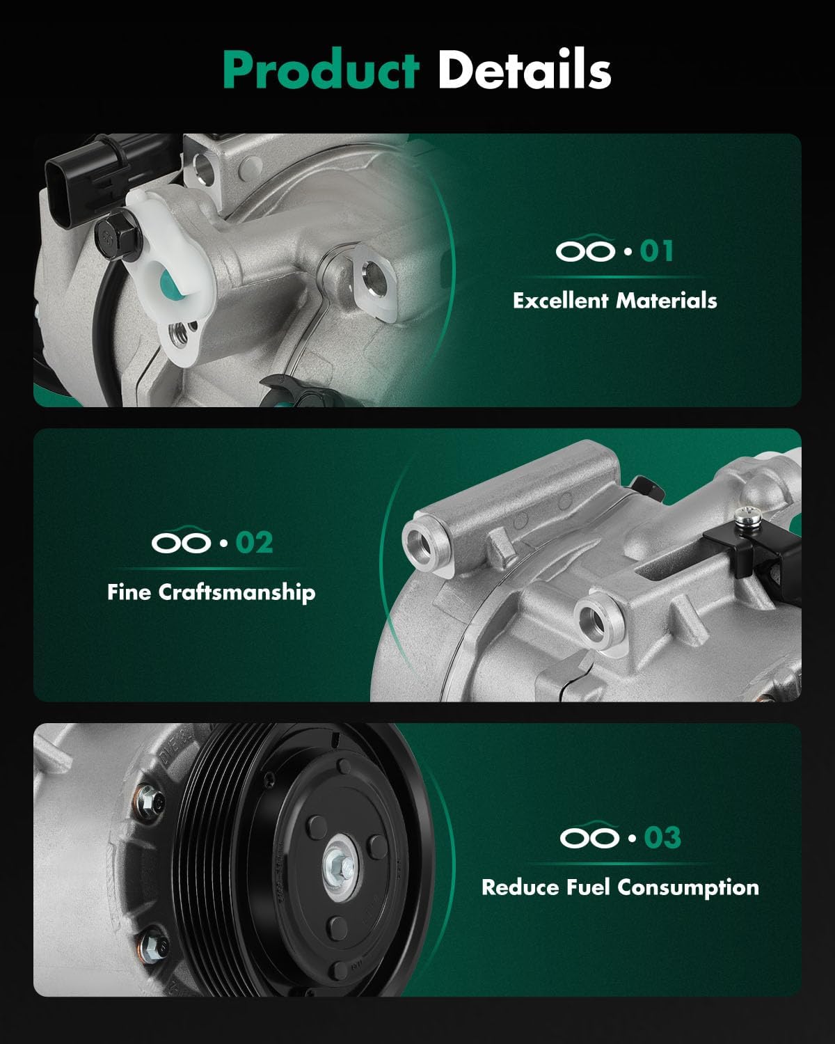 SCITOO AC Compressor Rapid Cooling AC Compressor for Car 2016 for Kia Sorento 2.4L Air Conditioning Compressor with Clutch 1F3BE06400 977012P400 (6 Grooves)