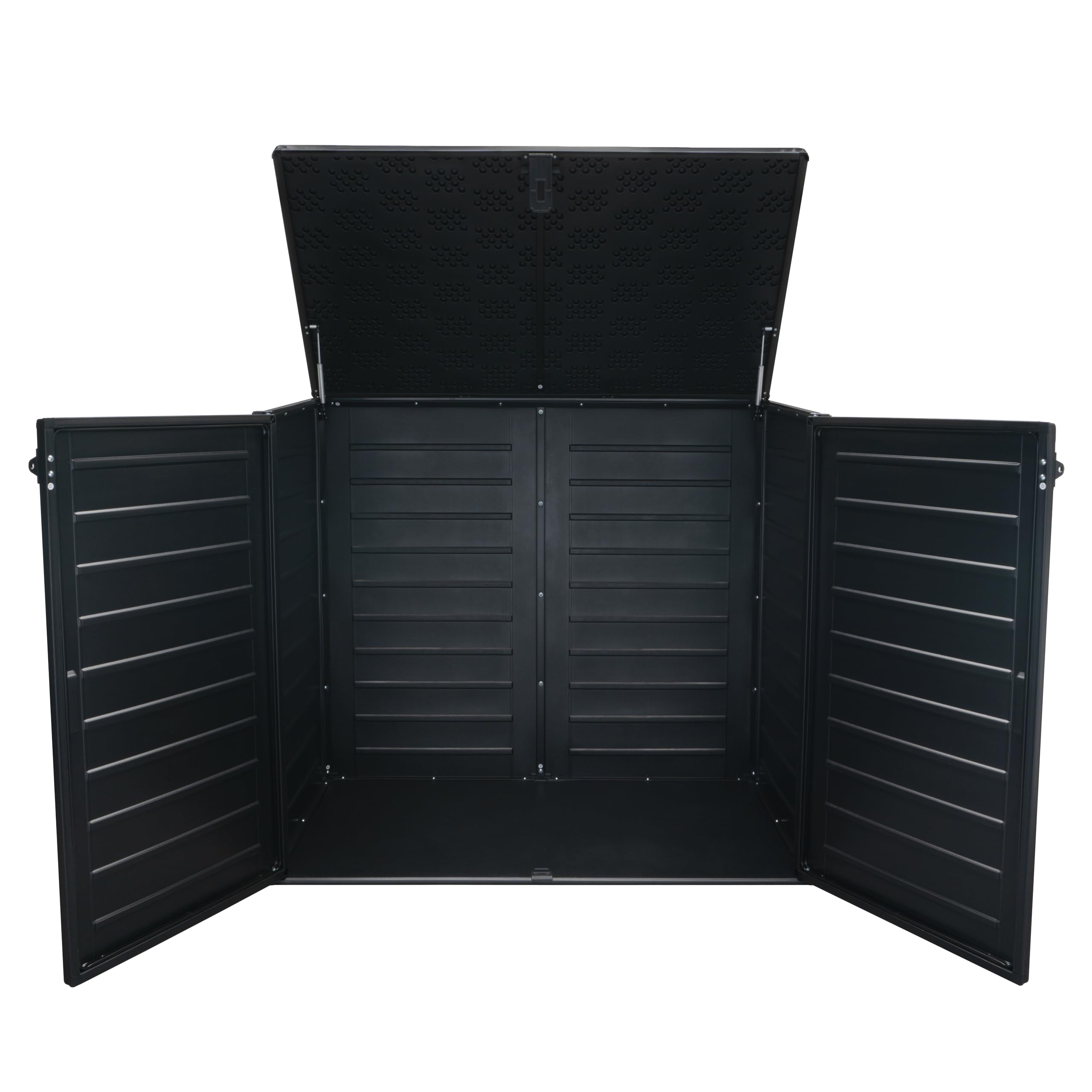 Koll Living Mülltonnenbox Tilia 1170 Liter – abschließbare Universalbox in Holzoptik, wetterfest & UV-beständig, aus Kunststoff, Schwarz