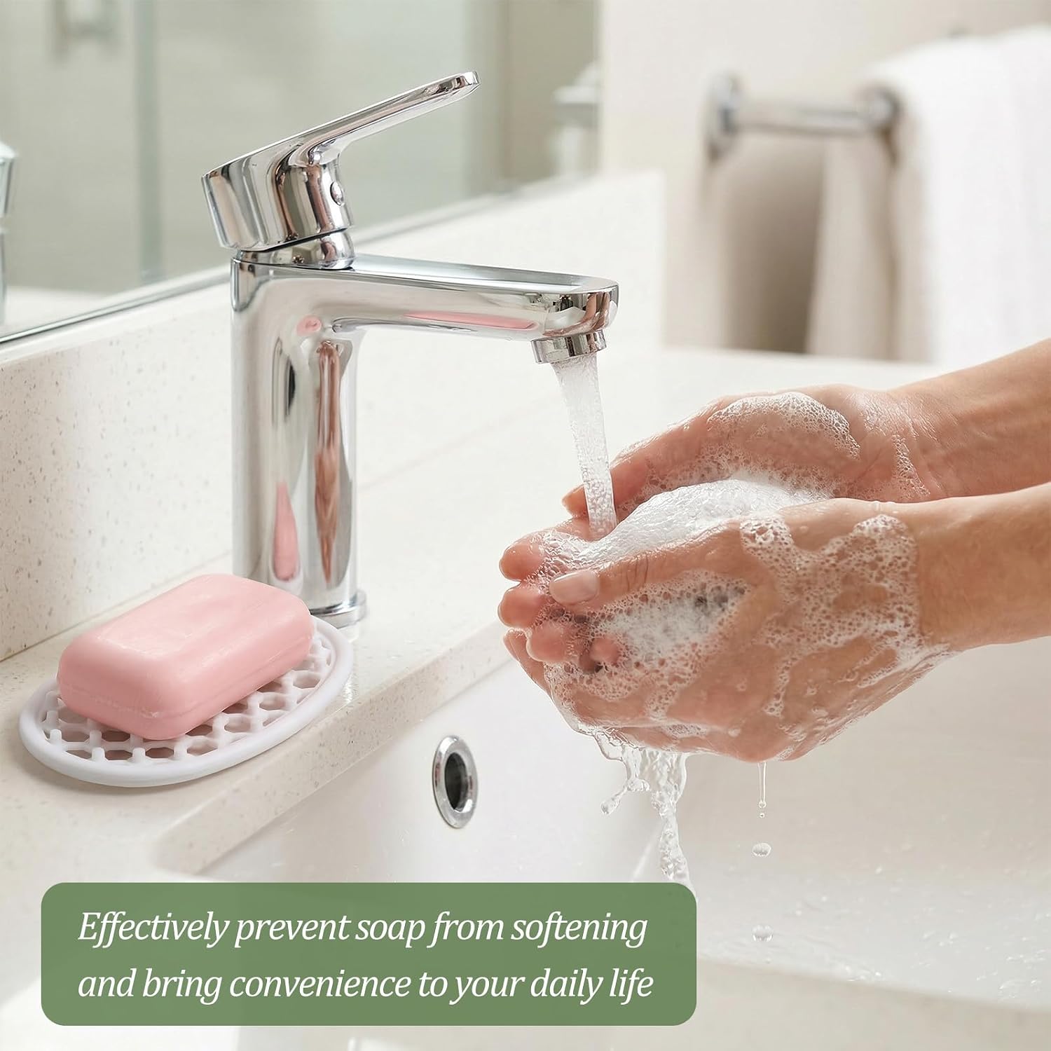 3PCS Soap Dish with Drainage Holes, Self Draining Silicone Soap Holder for Shower, Non-Slip Soaps Dish Tray for Bathroom Sink, Small Bar Soaps Saver Pad for Niche/Shelf Bathtub image 4