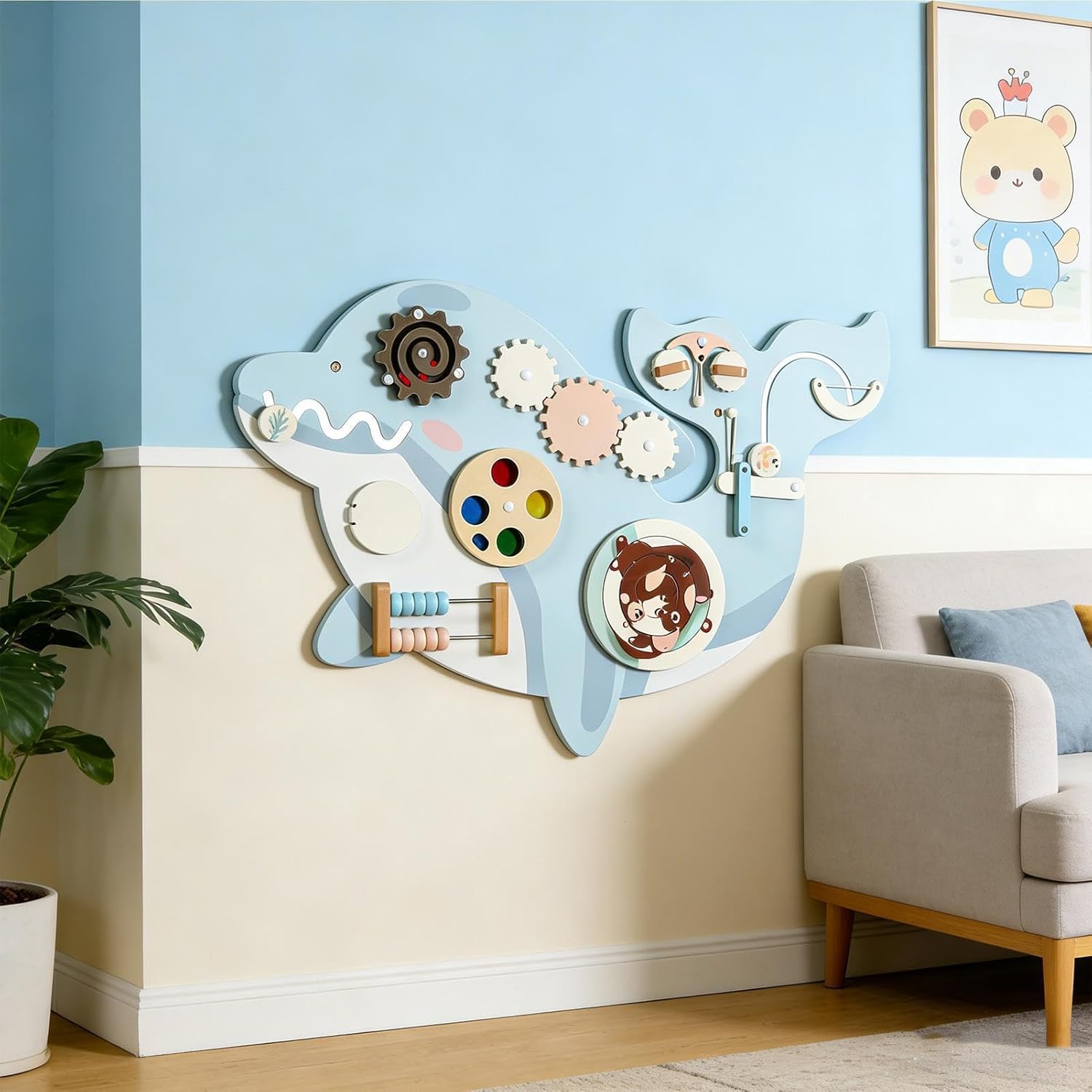 Wall Activity Board - Educational Sensory Panel, Interactive Learning Center Frame, Polymer Box, for Hands-on Cognitive Growth | Multiple Environments Nursery Playroom Child Development Task