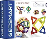 Vista 1 de GeoSmart GeoSphere - Juego de construcción GeoMagnetic STEM de 31 piezas con spinner