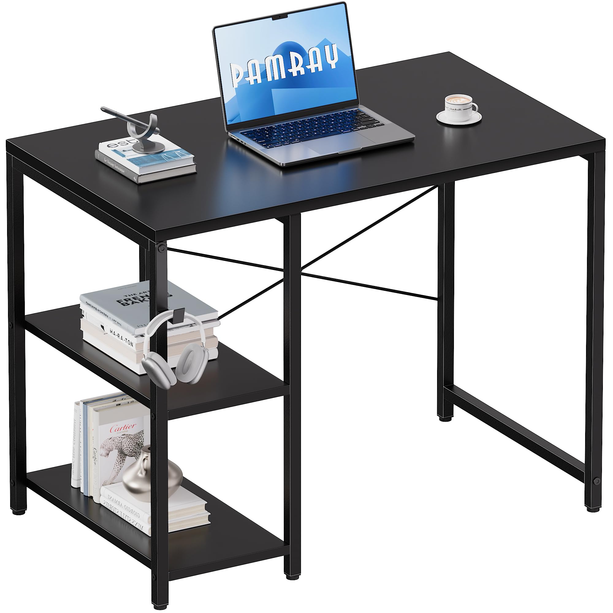 Table d'étude noire PAMRAY 80 cm meuble de bureau domestique gain de place - 4