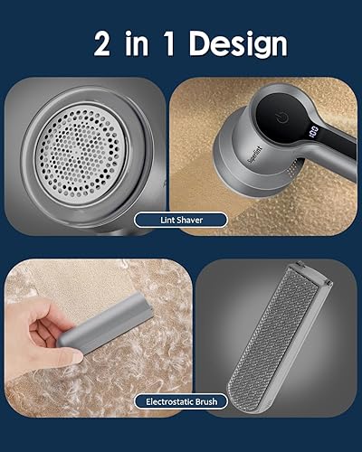 Miniatura 4 de SUPER LINT Afeitadora eléctrica de tela, removedor de pelusa recargable para ropa con pantalla LED y cepillo electrostático, afeitadora de suéter
