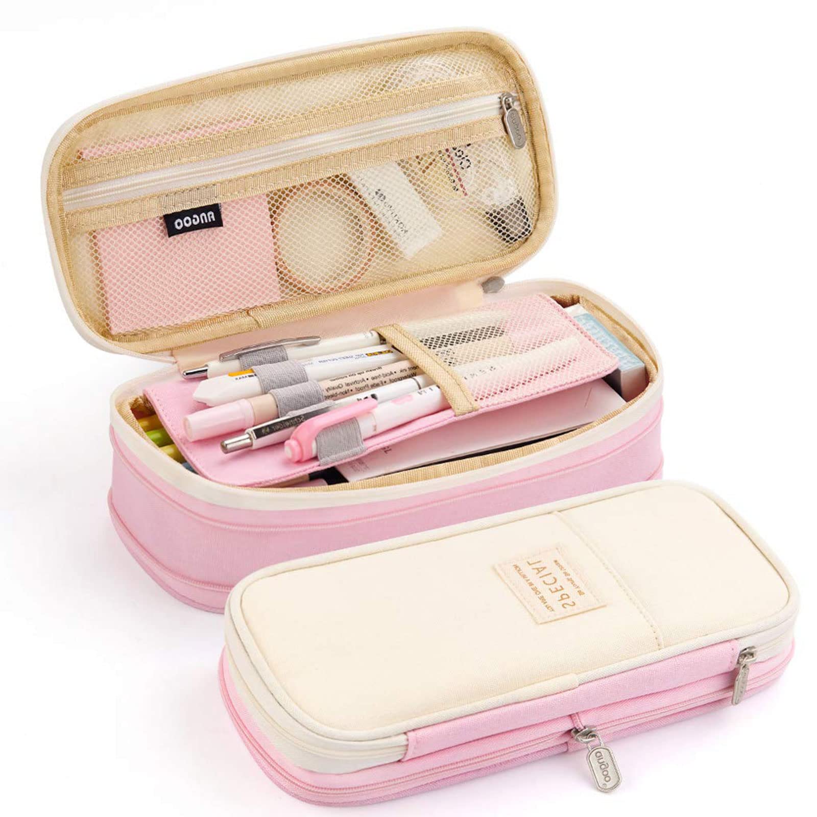 GALER Large Pencil Case Office College School Big Capacity Storage High Capacity Bag Pouch Holder Box Organizer for Teen Boys Girls School Students - Pink