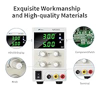 Vista 5 de Fuente de alimentación de banco de 30 V 5 A CC Pantalla LED digital variable, fuente de alimentación de laboratorio de conmutación con clip