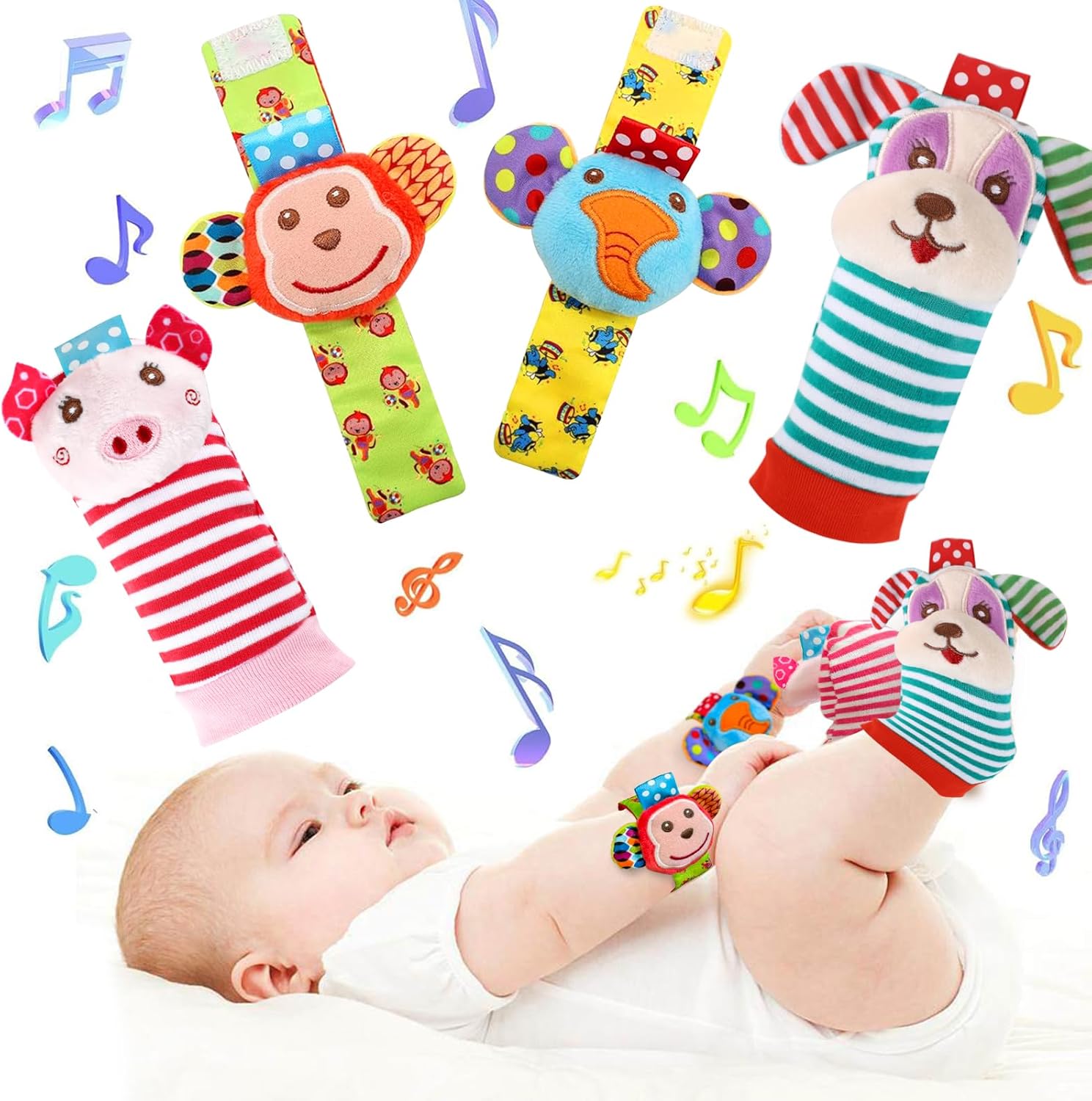 AZEN Baby Rattle Socks, Baby Toys 3-6 Months, Baby Wrist Rattles for Babies 0-6 Months, Newborn Infant Toys 0-6 Months, 3 Month Baby Toys, 6 Month Old Baby Must Have AZEN Baby Rattle Socks, Baby Toys 3-6 Months, Baby Wrist Rattles for Babies 0-6 Months, Newborn Infant Toys 0-6 Months, 3 Month Baby Toys, 6 Month Old Baby Must Have