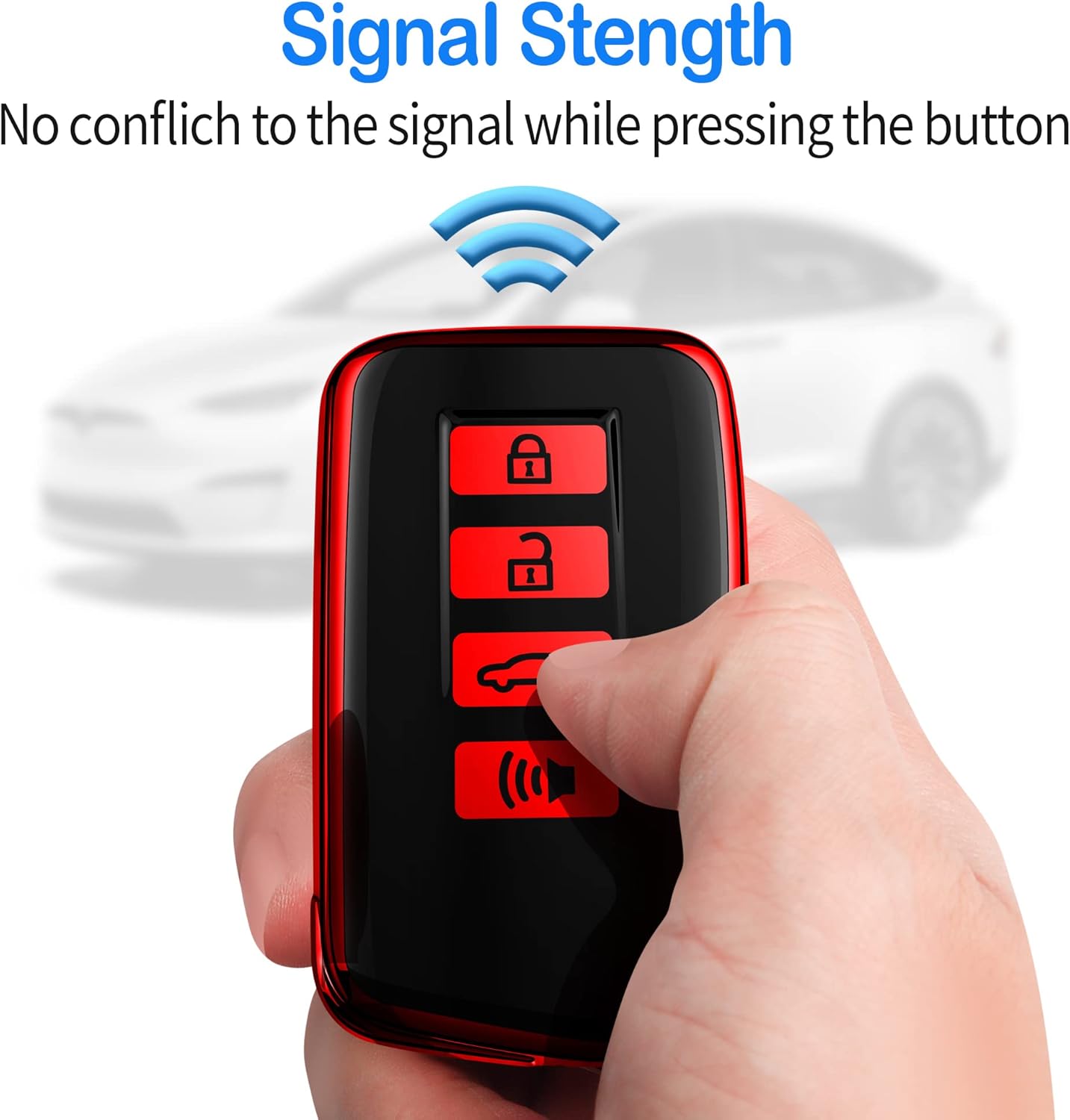 Tukellen for Lexus Key Fob Cover, Premium Soft TPU Full Protection Key Fob Case Lexus RX is ES GS LS NX RS GX LX RC LC Smart Keyless Fob Remote Key (Red) - Image 5