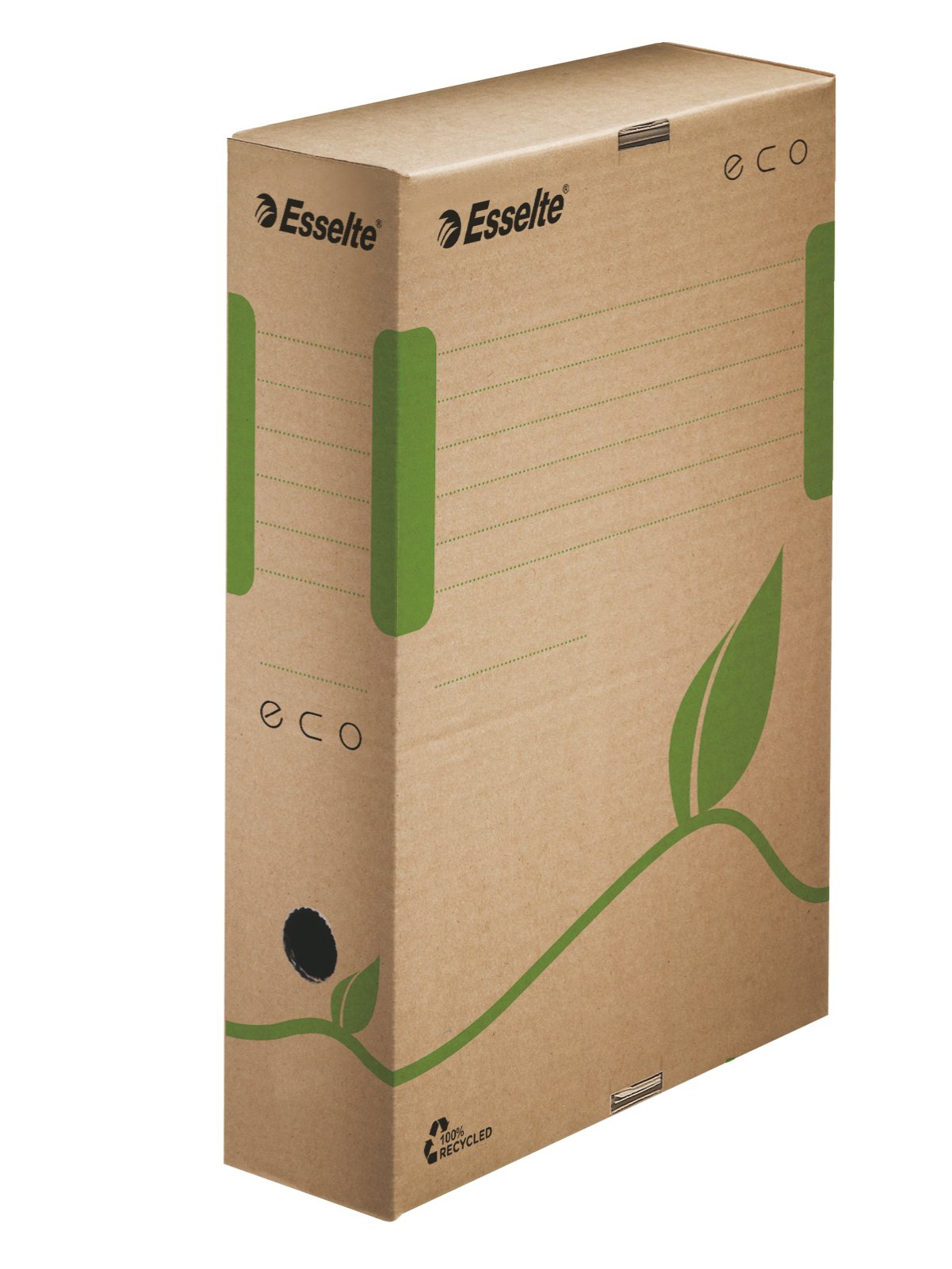 Esselte 623916 Archiv-Schachtel ECO, DIN A4, braun, (B) 80 mm & Ablage- und Transportbox, Obere Öffnung und integrierter Deckel, 100% recycelte Wellpappe, Naturbraun, Eco Archiv Serie, 623918