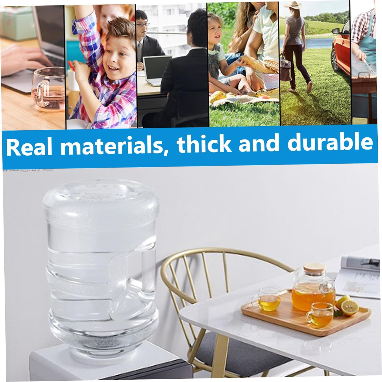 1PC Leakproof 2 Gallon Water Jug - Clear Durable Camping Water Container with Handle for Outdoor, Party