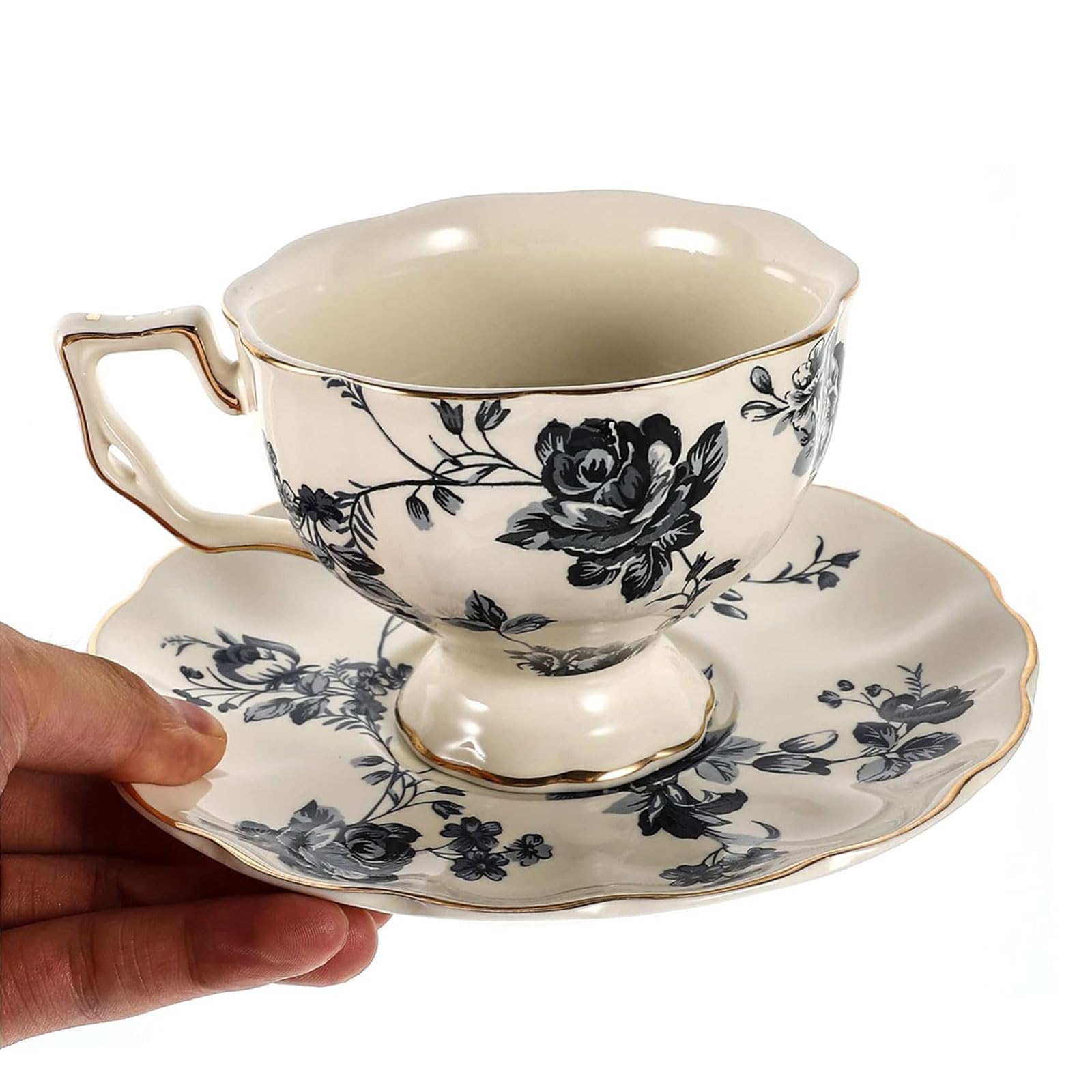 Tazza da tè 1 set set da caffè in ceramica set di piatti per ragazza in ceramica in stile europeo con piattini tazza regali vintage adatti a casa, caffetteria Tazza di caffè
